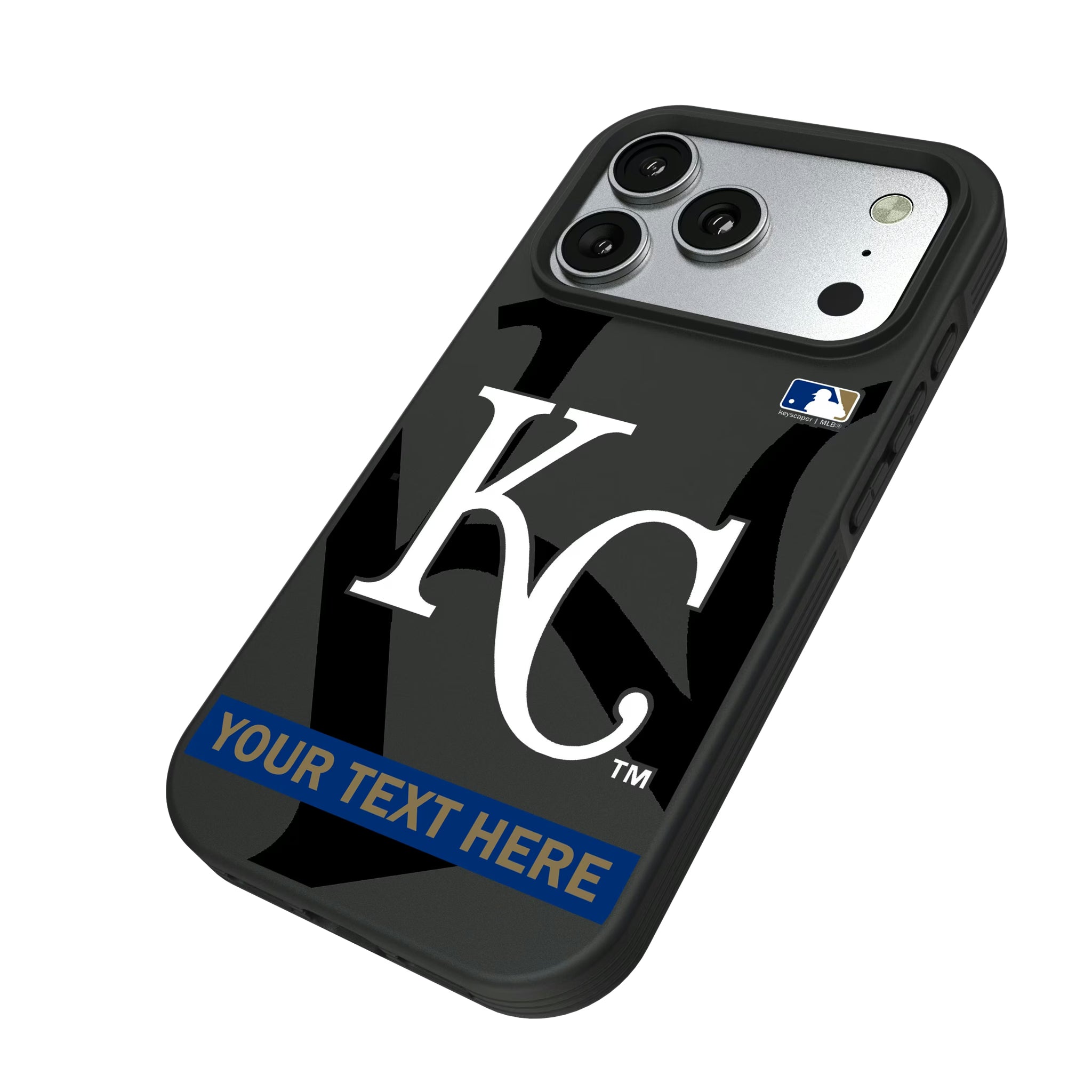 Kansas City Royals Personalized Tilt iPhone Bump Phone Case for Apple iPhone - Isometric View#Device_iPhone 17 Pro
