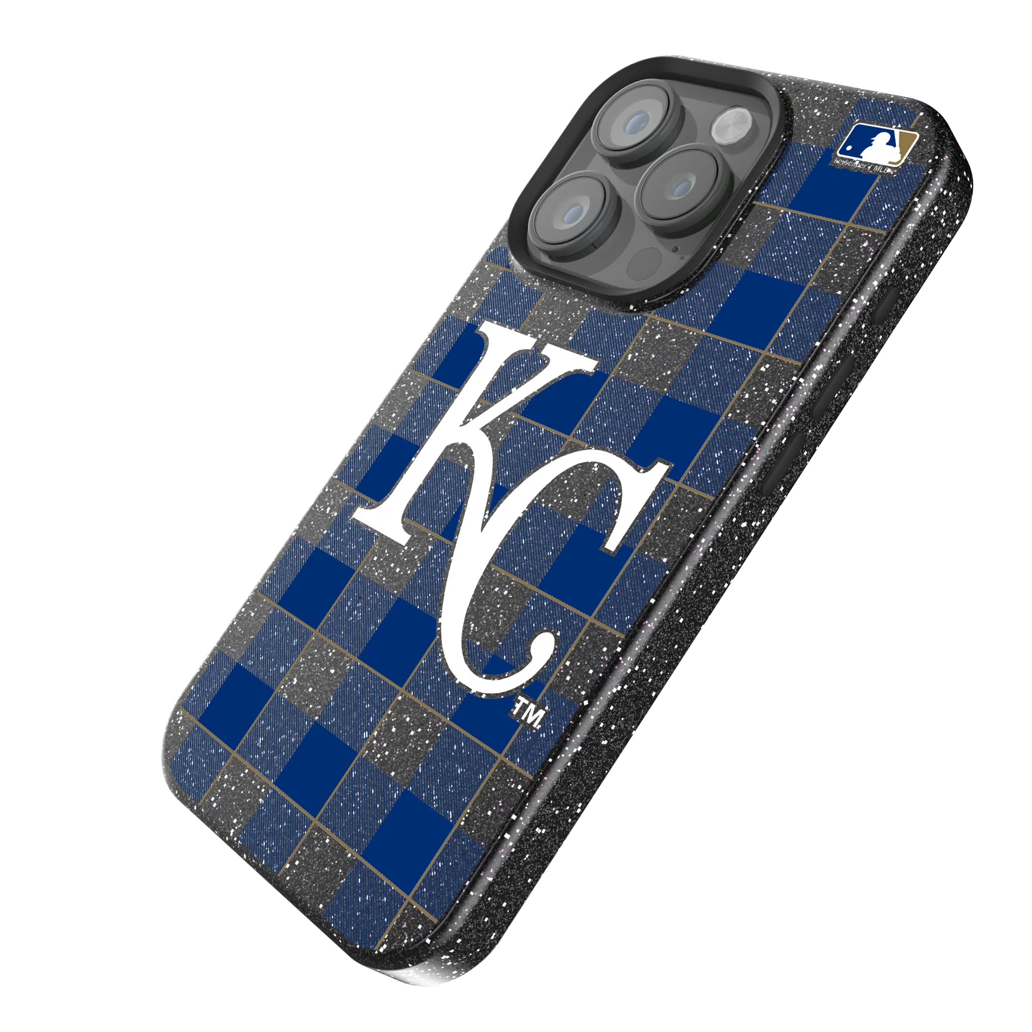 Kansas City Royals Plaid iPhone Bling Phone Case for Apple iPhone - Isometric View