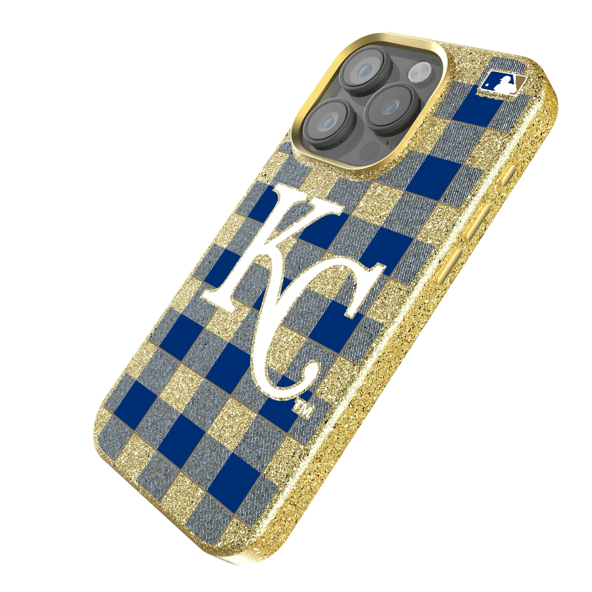 Kansas City Royals Plaid iPhone Bling Phone Case for Apple iPhone - Isometric View