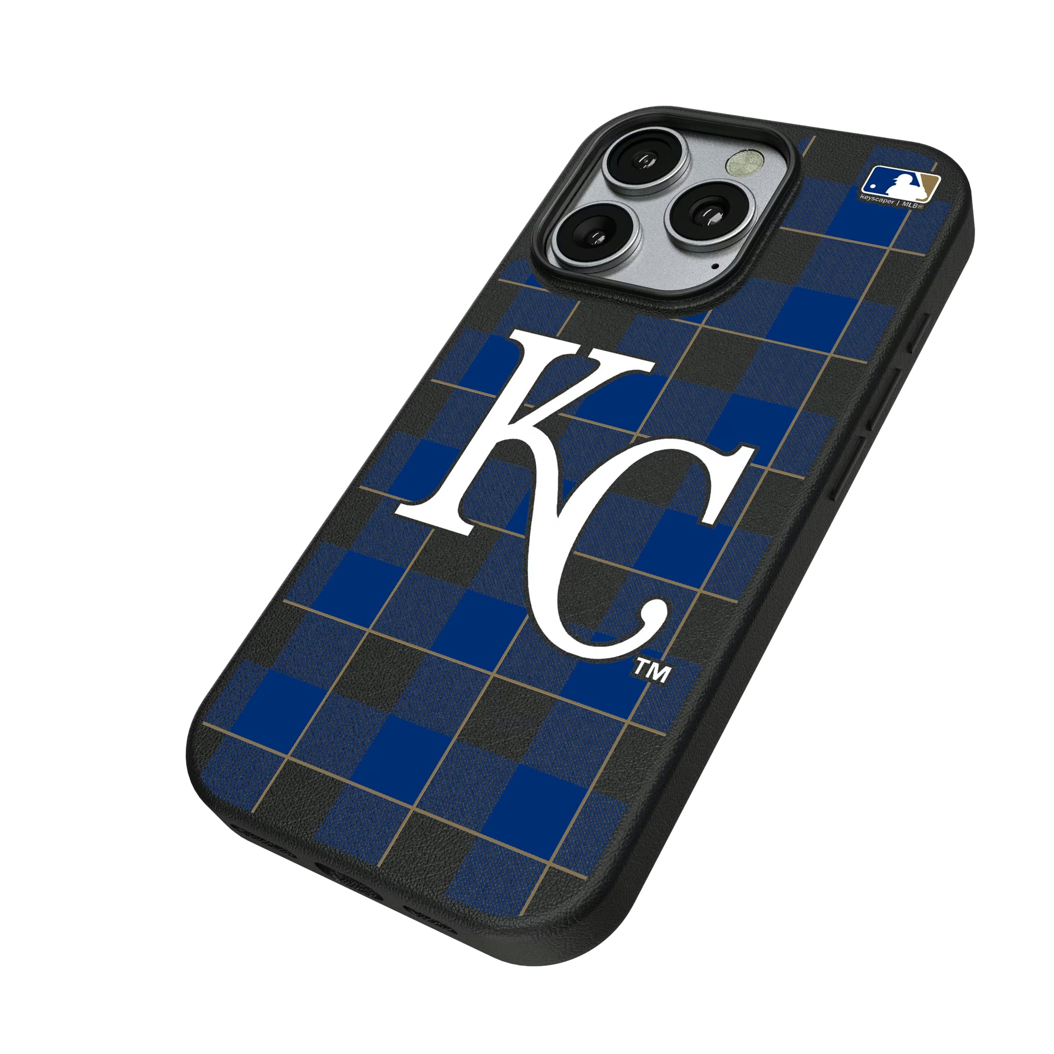 Kansas City Royals Plaid iPhone MagSafe Compatible Phone Case for Apple iPhone - Isometric View