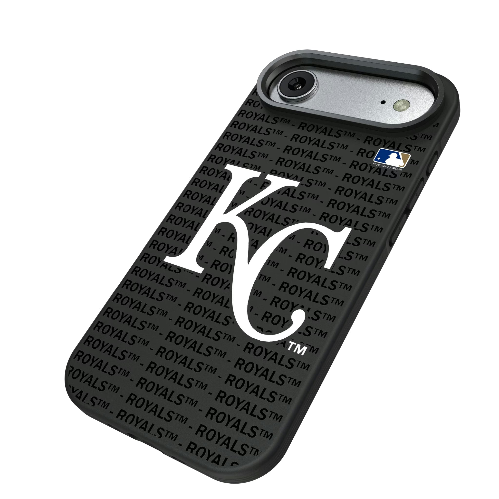 Kansas City Royals Text Backdrop iPhone Bump Phone Case for Apple iPhone - Isometric View#Device_iPhone Air