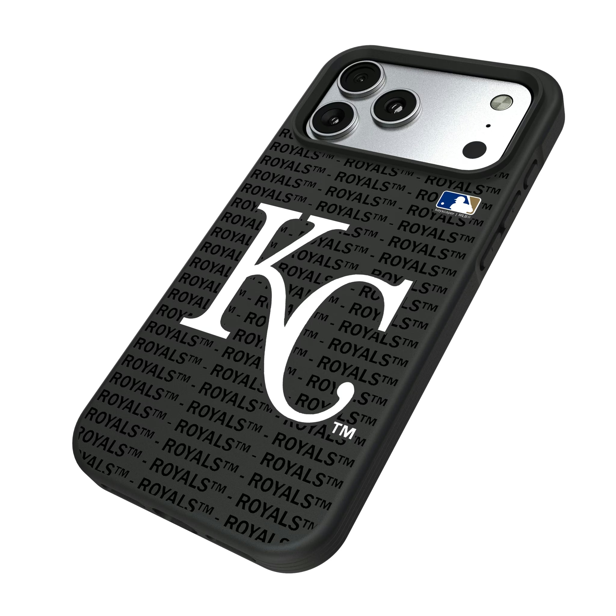 Kansas City Royals Text Backdrop iPhone Bump Phone Case for Apple iPhone - Isometric View#Device_iPhone 17 Pro Max