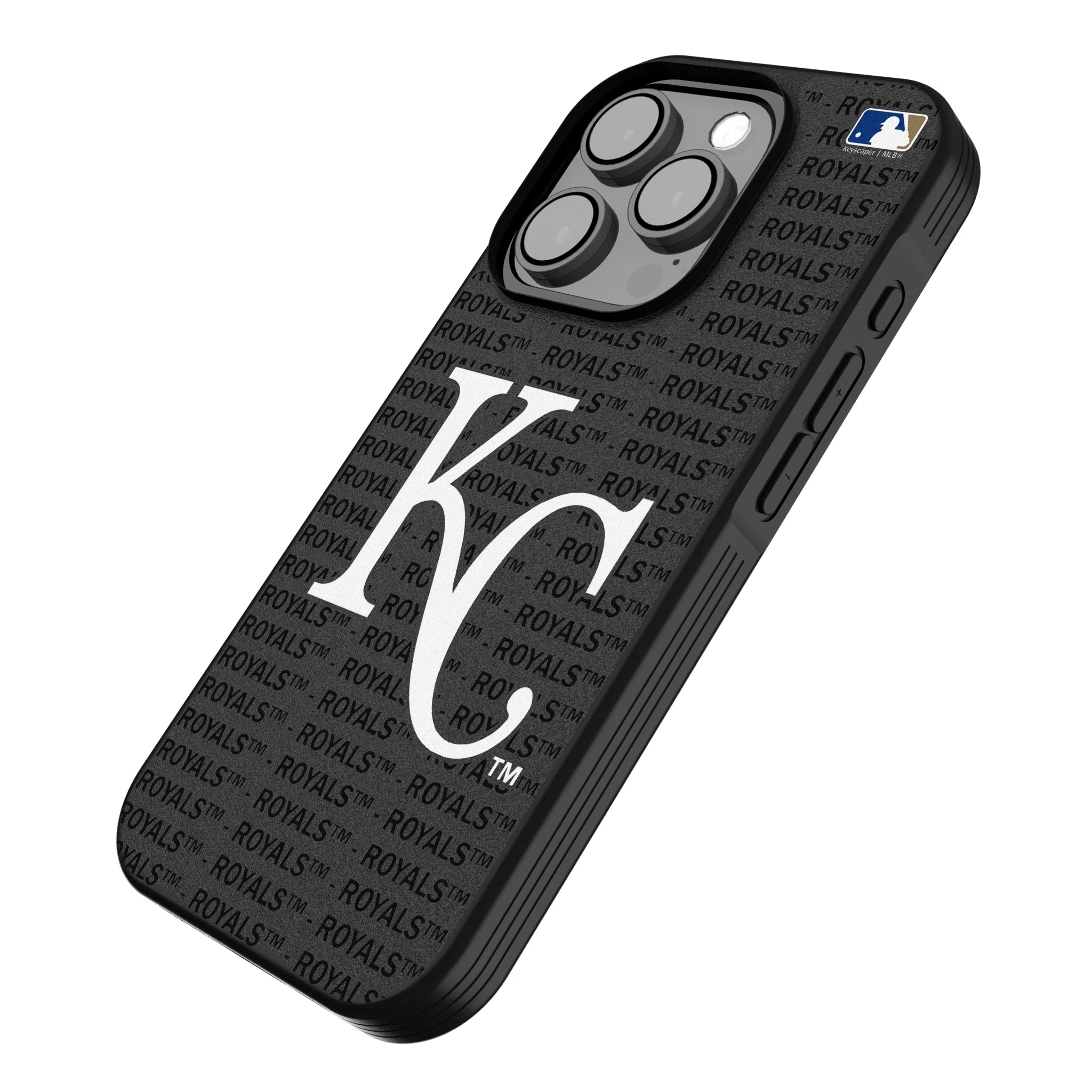 Kansas City Royals Text Backdrop iPhone Bump Phone Case for Apple iPhone - Isometric View