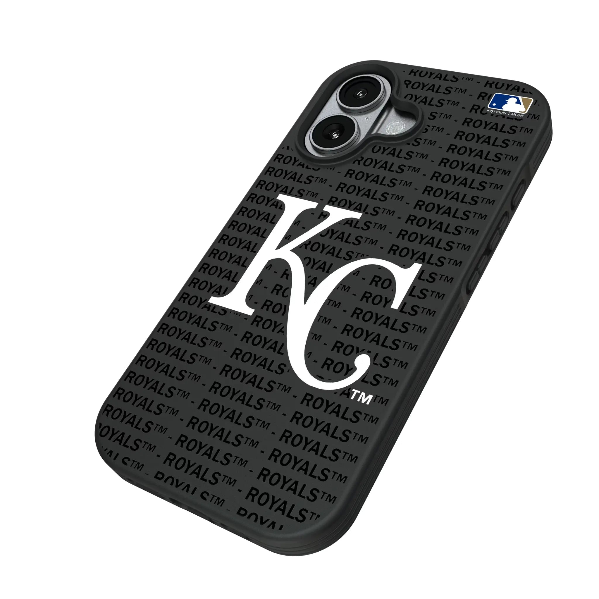 Kansas City Royals Text Backdrop iPhone Bump Phone Case for Apple iPhone - Isometric View#Device_iPhone 17