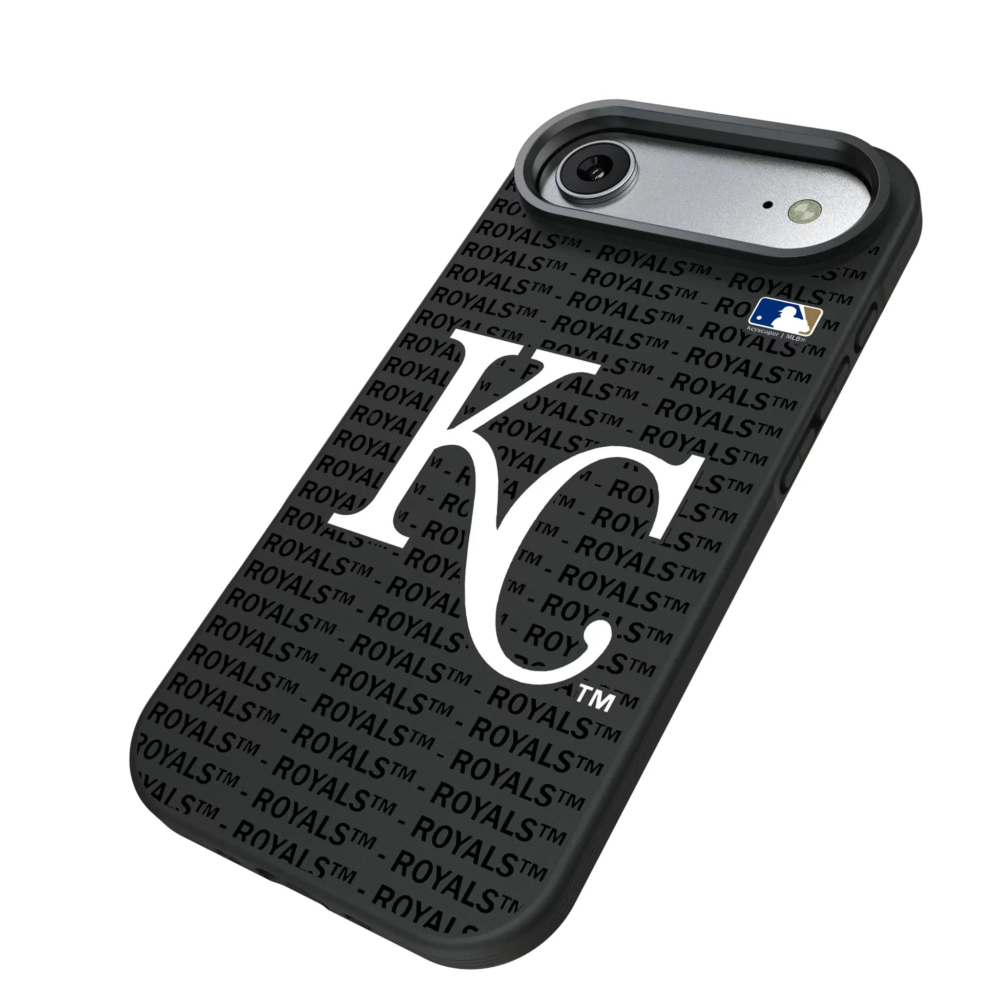 Kansas City Royals Text Backdrop iPhone Bump Phone Case for Apple iPhone - Isometric View#Device_iPhone Air