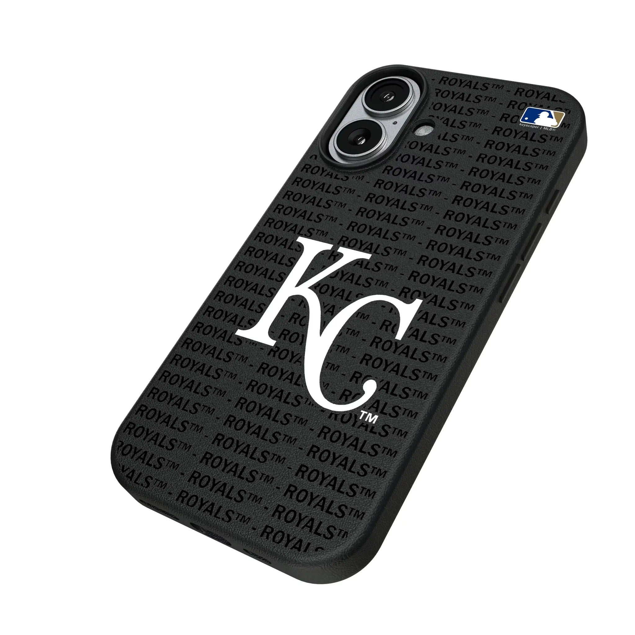 Kansas City Royals Text Backdrop iPhone MagSafe Compatible Phone Case for Apple iPhone - Isometric View#Device_iPhone 17