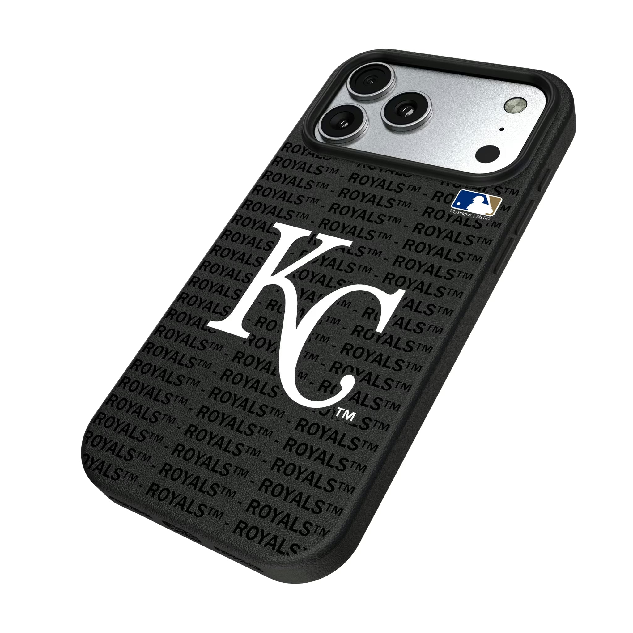 Kansas City Royals Text Backdrop iPhone MagSafe Compatible Phone Case for Apple iPhone - Isometric View#Device_iPhone 17 Pro Max