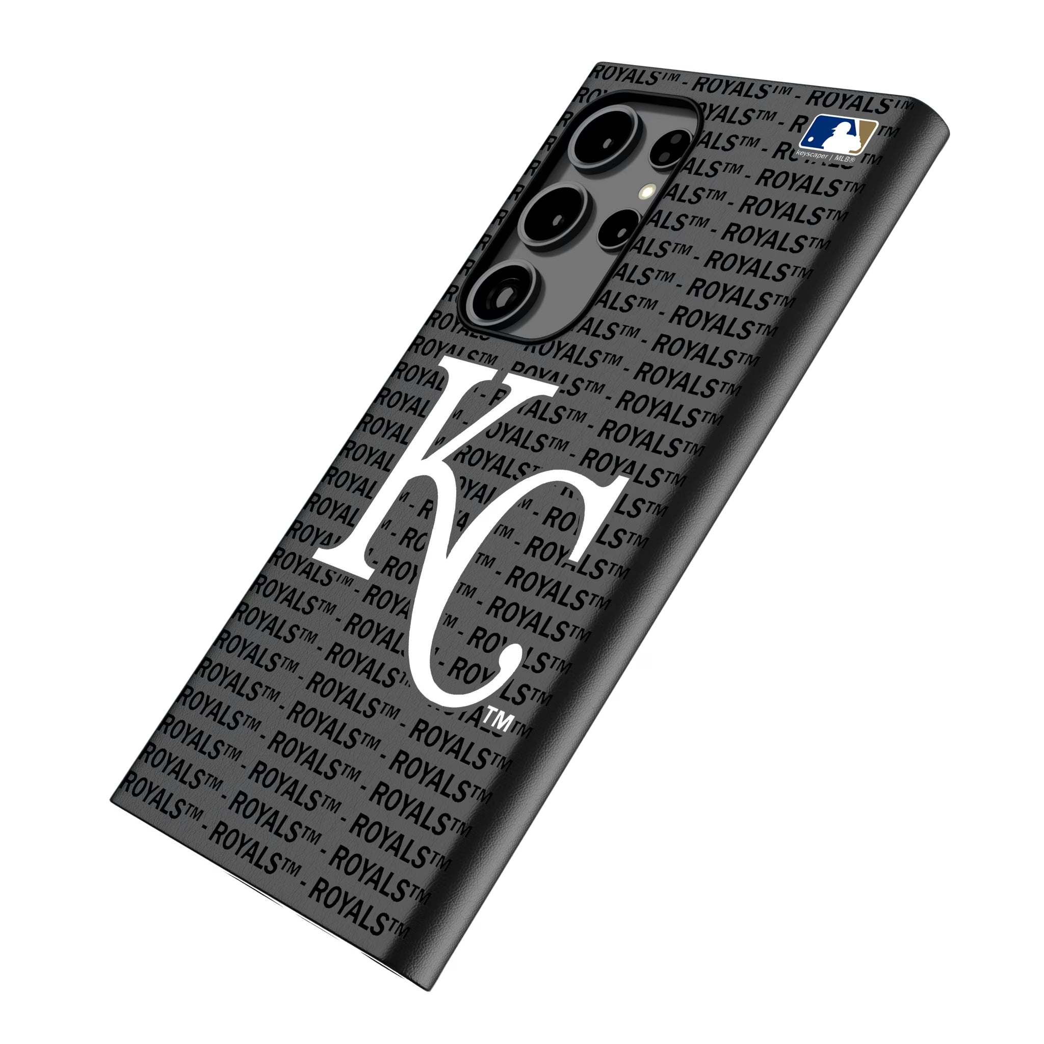 Kansas City Royals Text Backdrop Galaxy MagSafe Compatible Phone Case for Samsung Galaxy - Isometric View