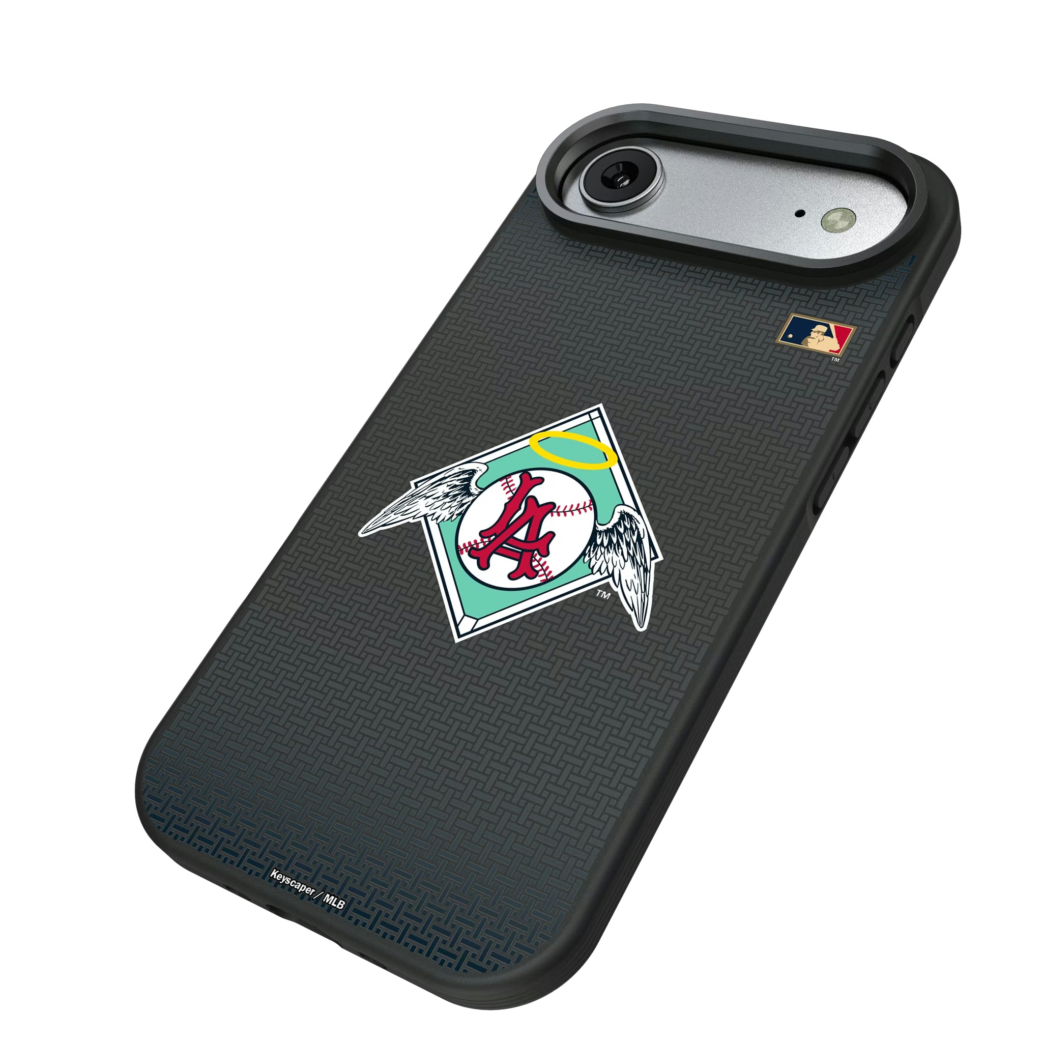 LA Angels 1961-1965 - Cooperstown Collection Linen iPhone Bump Phone Case for Apple iPhone - Isometric View#Device_iPhone Air