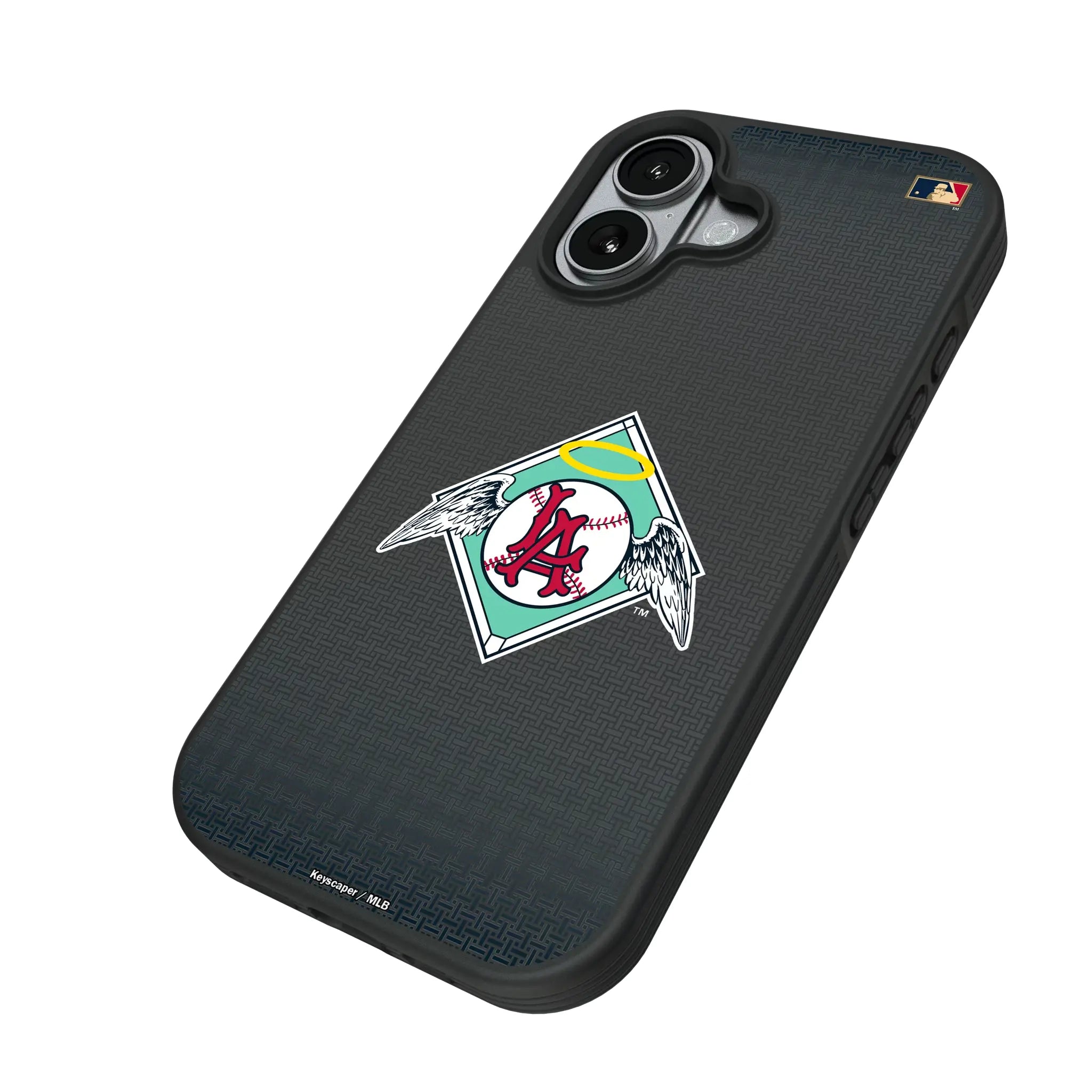 LA Angels 1961-1965 - Cooperstown Collection Linen iPhone Bump Phone Case for Apple iPhone - Isometric View#Device_iPhone 17