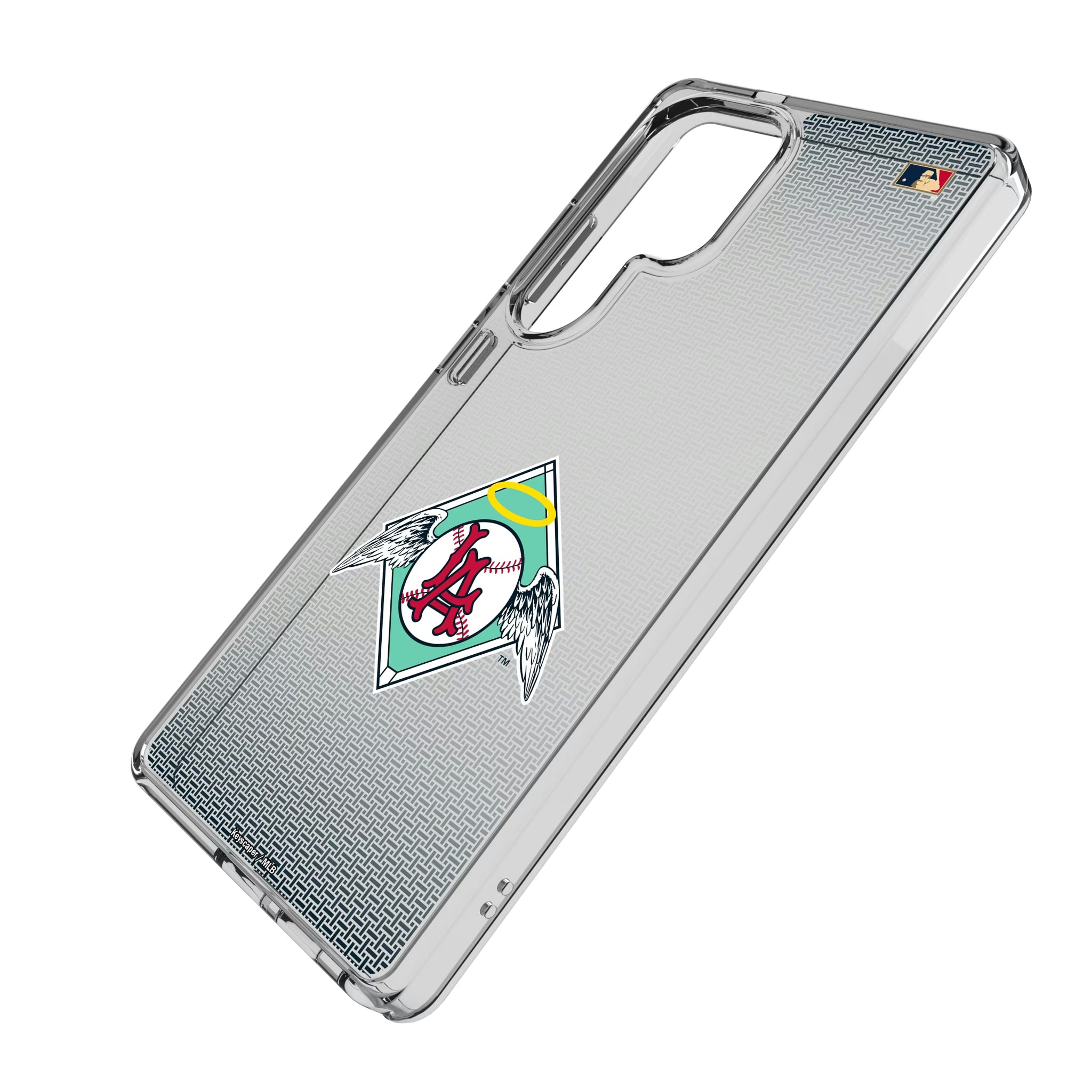 LA Angels 1961-1965 - Cooperstown Collection Linen Galaxy Clear Phone Case for Samsung Galaxy - Isometric View