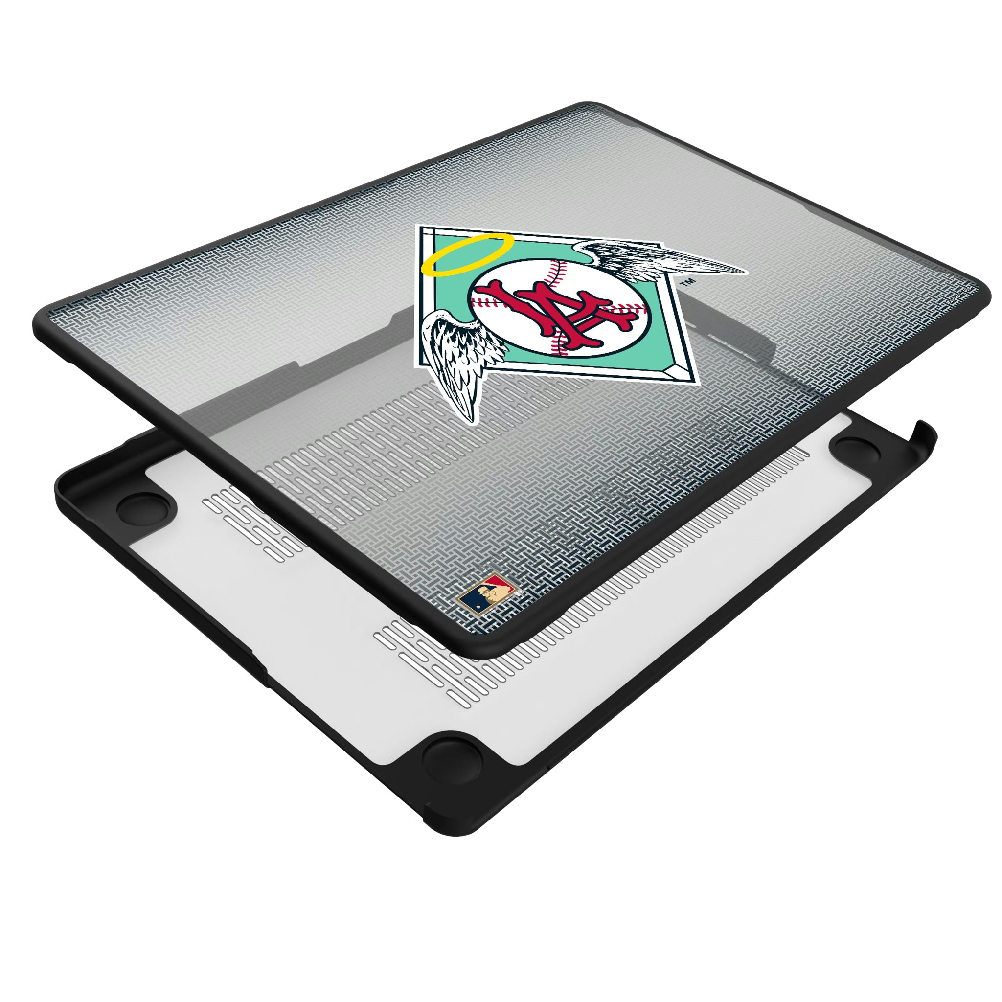 LA Angels 1961-1965 - Cooperstown Collection Linen MacBook Laptop Case for Apple MacBook - Isometric View#Device_MacBook Pro (14-inch, 2021) / MacBook Pro (14-inch, 2023) / MacBook Pro (14-inch, 2024)