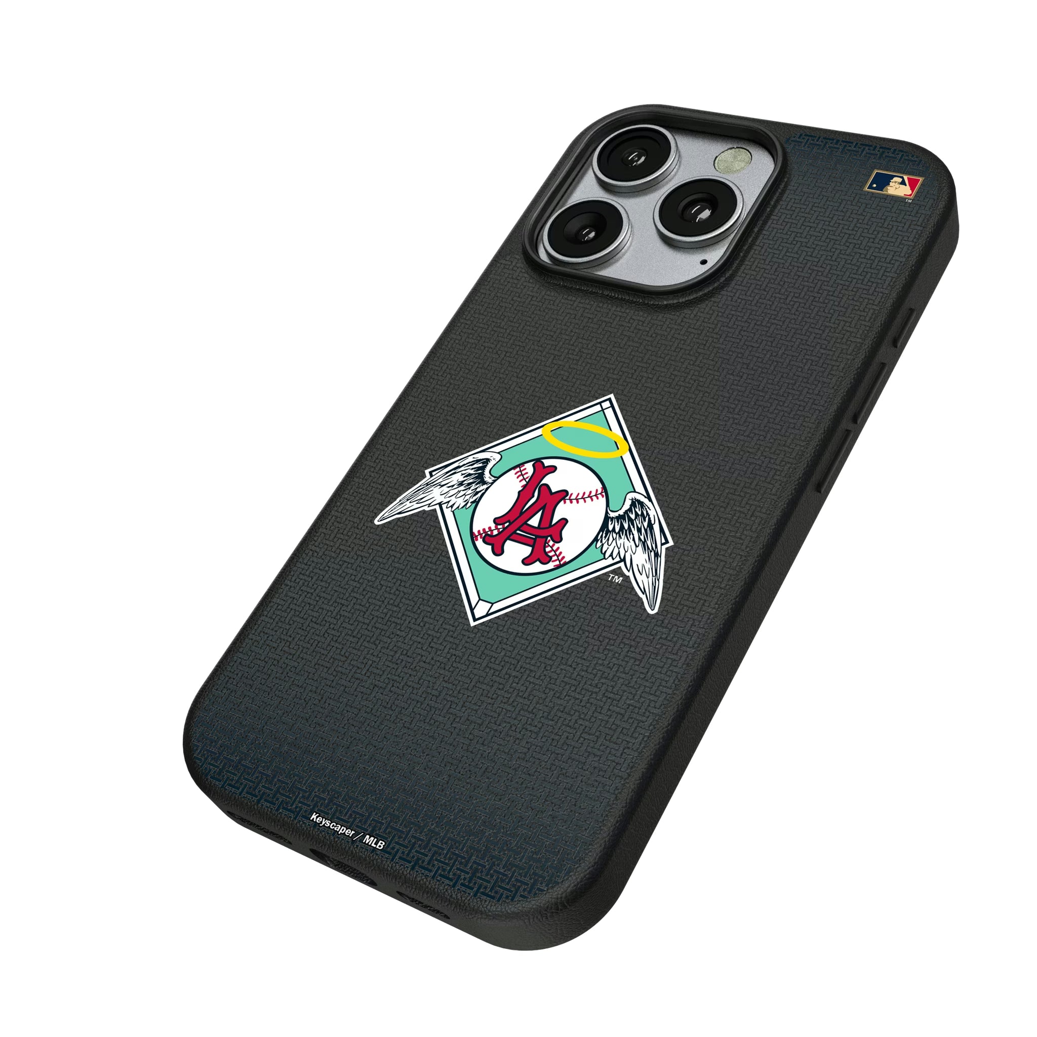 LA Angels 1961-1965 - Cooperstown Collection Linen iPhone MagSafe Compatible Phone Case for Apple iPhone - Isometric View