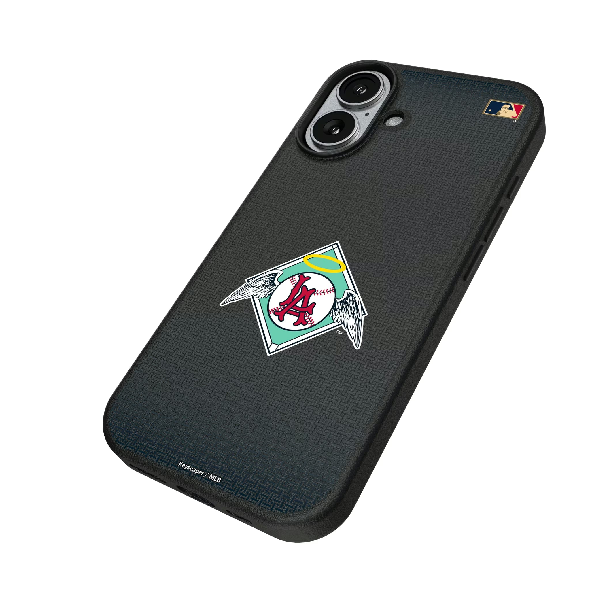 LA Angels 1961-1965 - Cooperstown Collection Linen iPhone MagSafe Compatible Phone Case for Apple iPhone - Isometric View#Device_iPhone 17