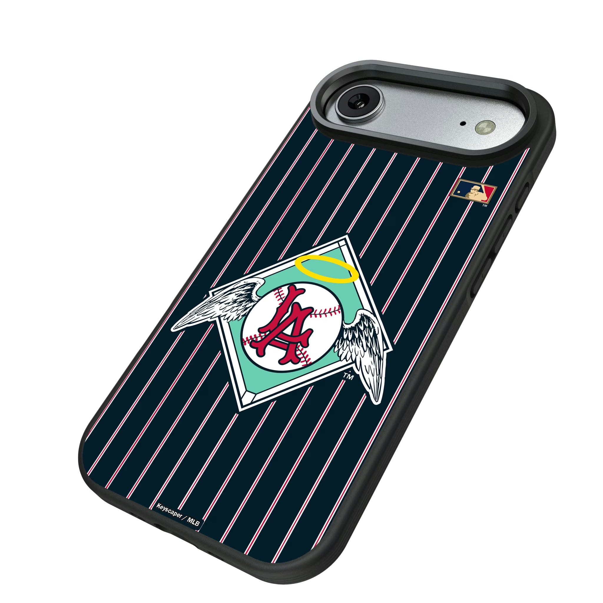 LA Angels 1961-1965 - Cooperstown Collection Pinstripe iPhone Bump Phone Case for Apple iPhone - Isometric View#Device_iPhone Air