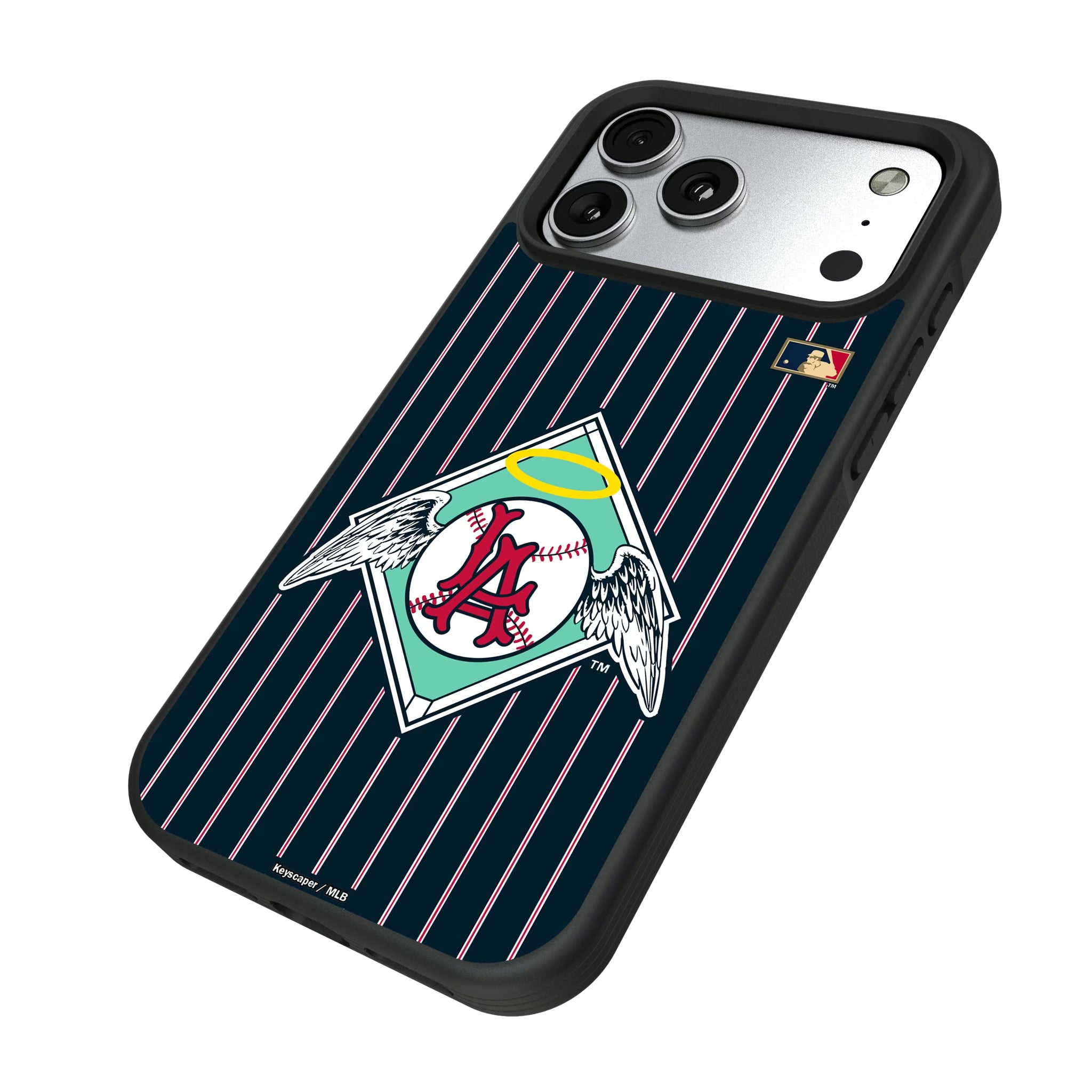 LA Angels 1961-1965 - Cooperstown Collection Pinstripe iPhone Bump Phone Case for Apple iPhone - Isometric View#Device_iPhone 17 Pro Max
