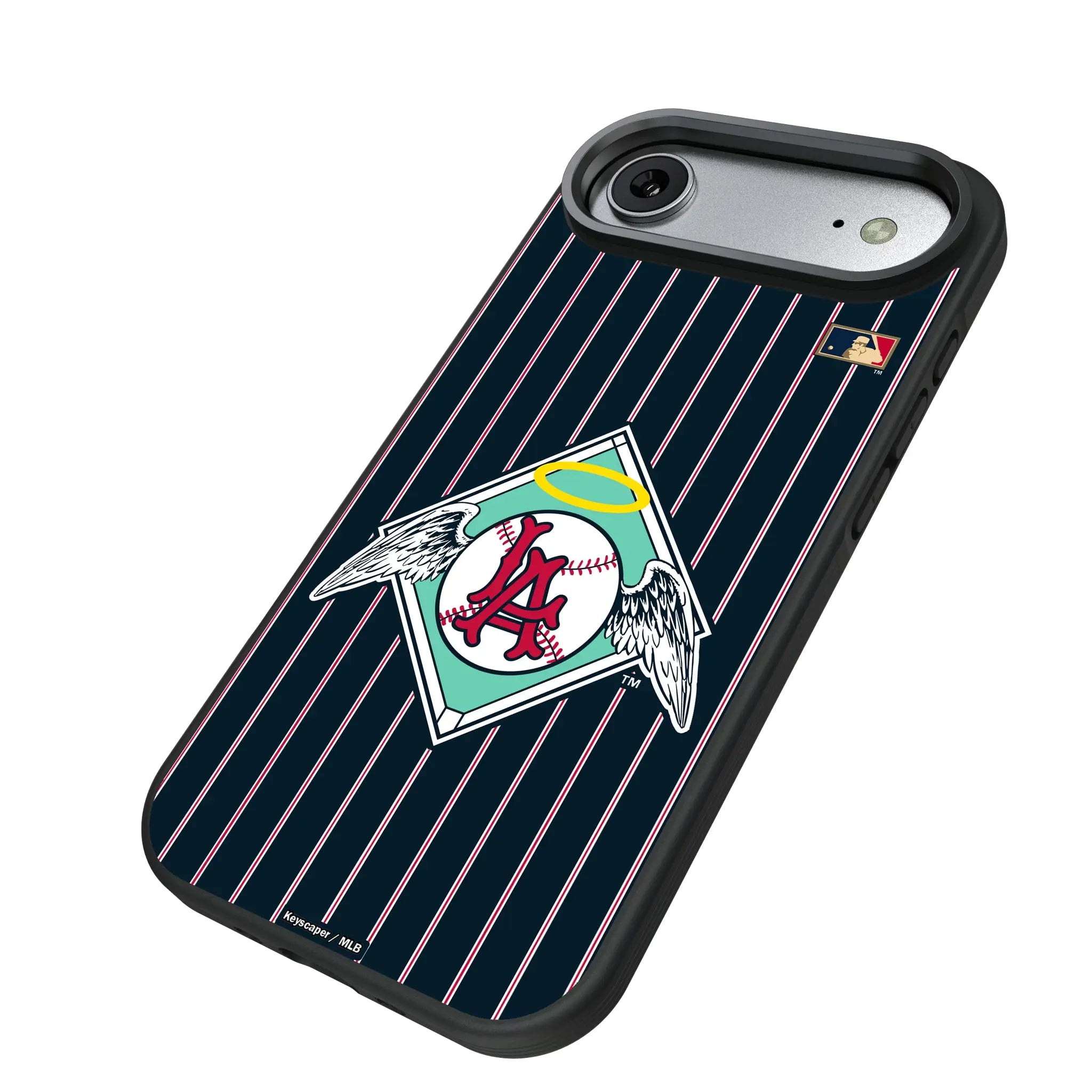 LA Angels 1961-1965 - Cooperstown Collection Pinstripe iPhone Bump Phone Case for Apple iPhone - Isometric View#Device_iPhone Air
