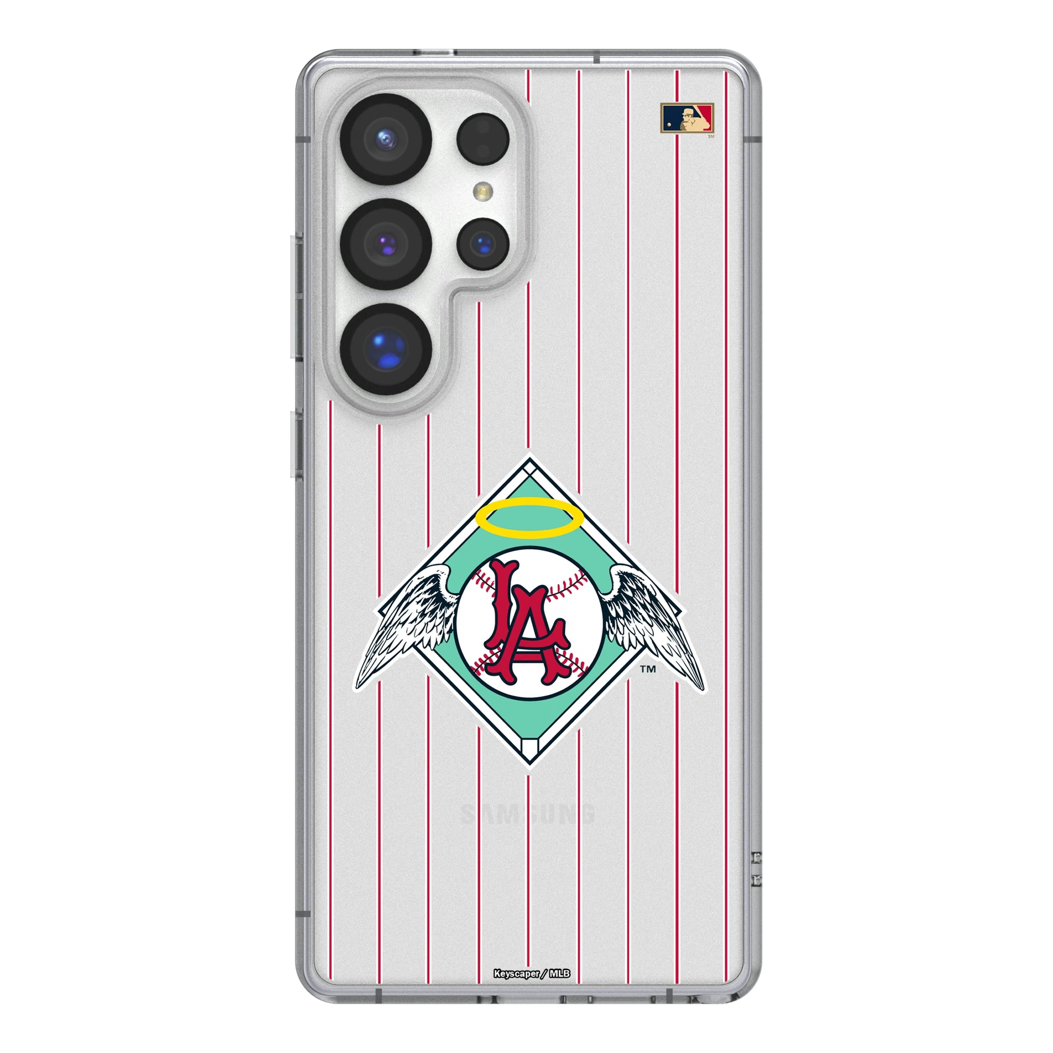 LA Angels 1961-1965 - Cooperstown Collection Pinstripe Galaxy Clear Phone Case for Samsung Galaxy