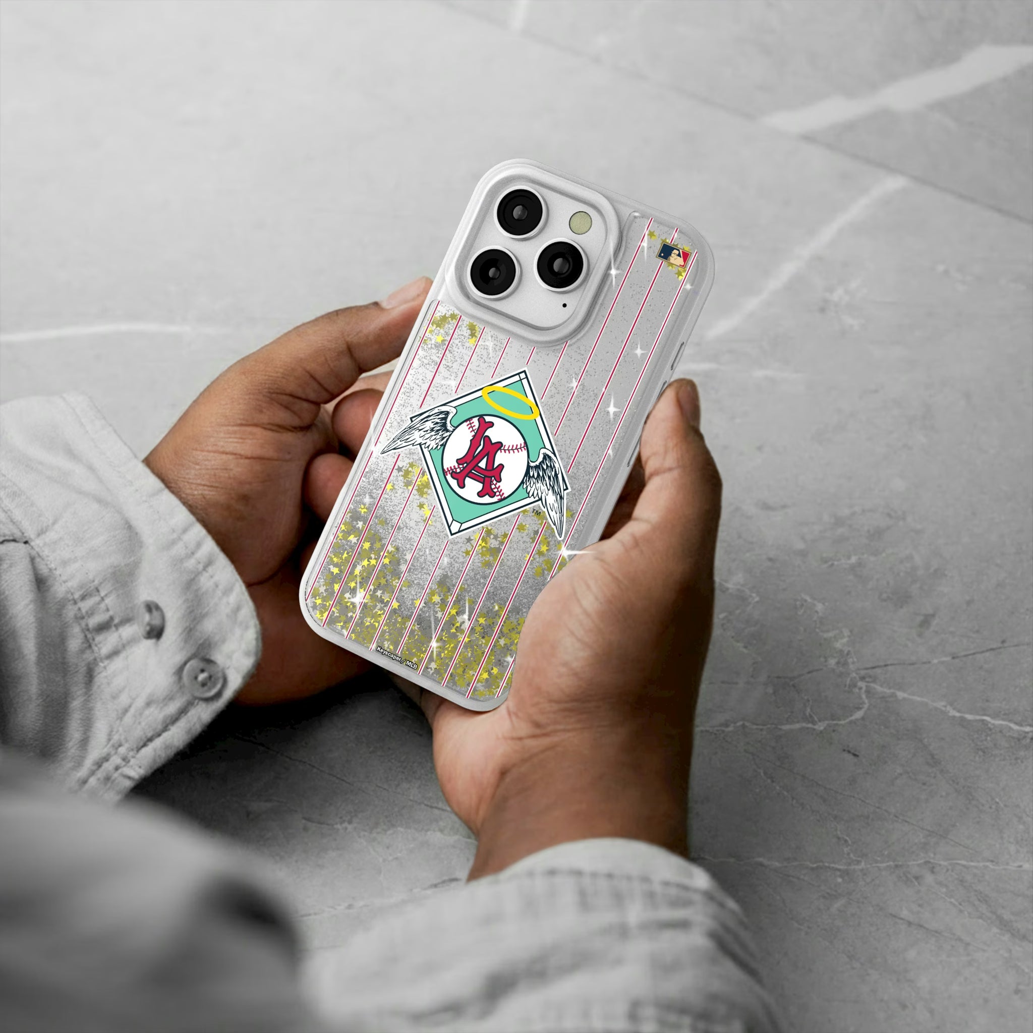 LA Angels 1961-1965 - Cooperstown Collection Pinstripe iPhone Glitter Phone Case for Apple iPhone - Lifestyle#Device_iPhone 16 Pro