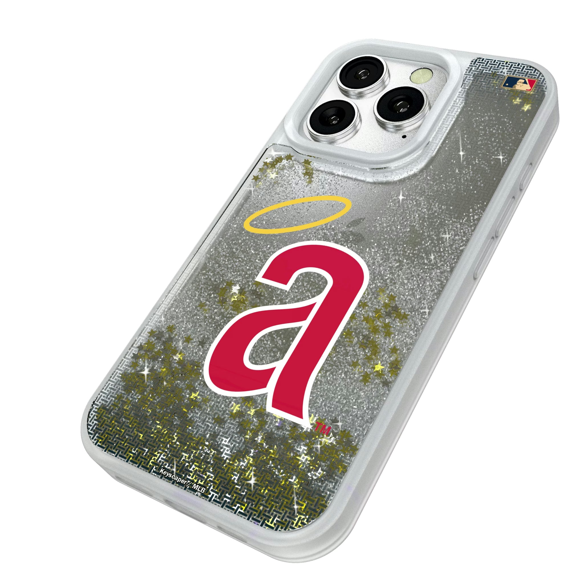 LA Angels 1971 - Cooperstown Collection Linen iPhone Glitter Phone Case for Apple iPhone - Isometric View#Device_iPhone 16 Pro