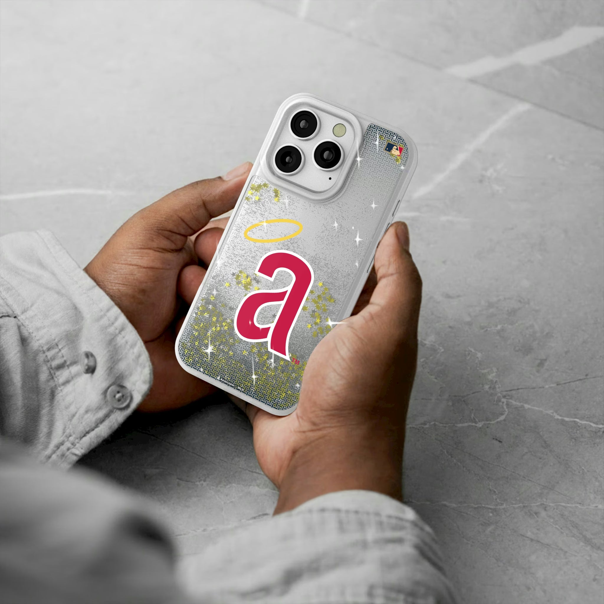 LA Angels 1971 - Cooperstown Collection Linen iPhone Glitter Phone Case for Apple iPhone - Lifestyle#Device_iPhone 16 Pro