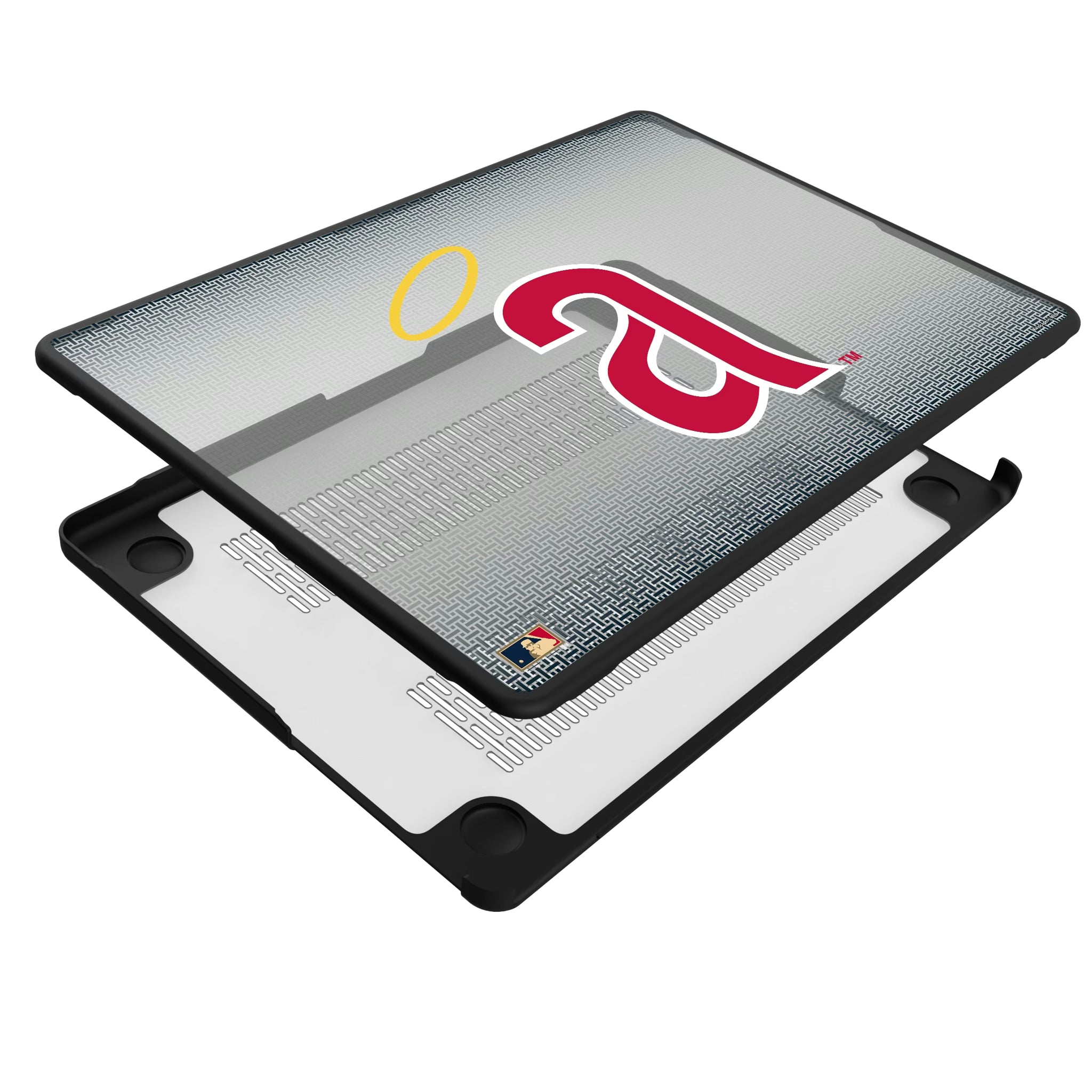 LA Angels 1971 - Cooperstown Collection Linen MacBook Laptop Case for Apple MacBook - Isometric View#Device_MacBook Pro (14-inch, 2021) / MacBook Pro (14-inch, 2023) / MacBook Pro (14-inch, 2024)
