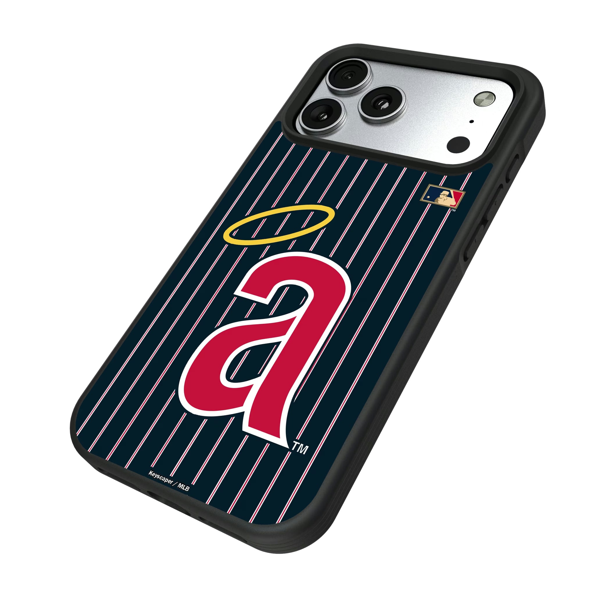 LA Angels 1971 - Cooperstown Collection Pinstripe iPhone Bump Phone Case for Apple iPhone - Isometric View#Device_iPhone 17 Pro Max