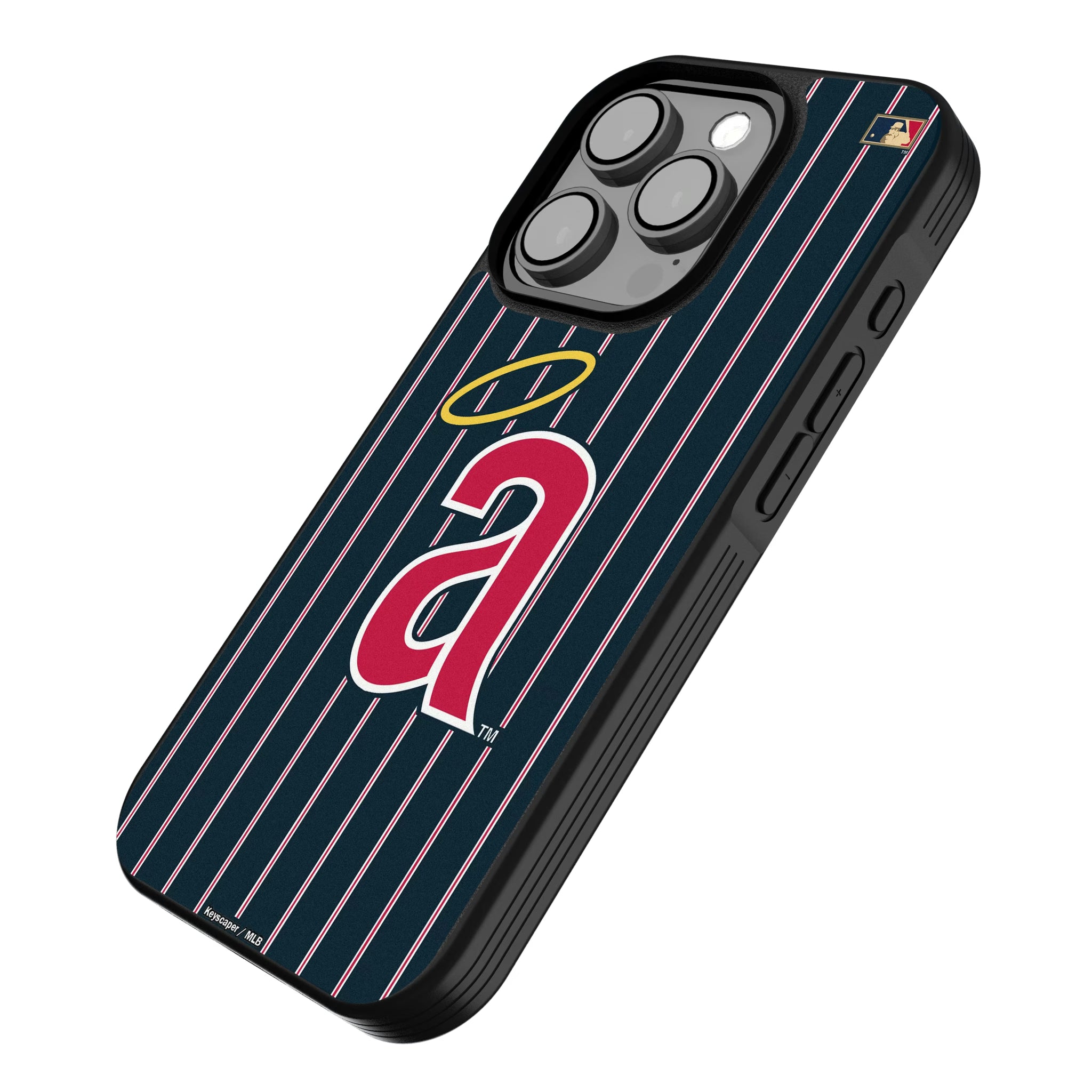 LA Angels 1971 - Cooperstown Collection Pinstripe iPhone Bump Phone Case for Apple iPhone - Isometric View