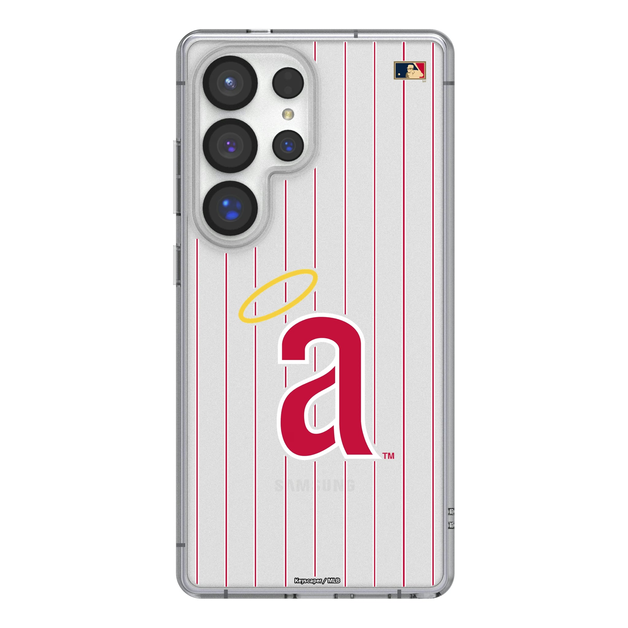 LA Angels 1971 - Cooperstown Collection Pinstripe Galaxy Clear Phone Case for Samsung Galaxy