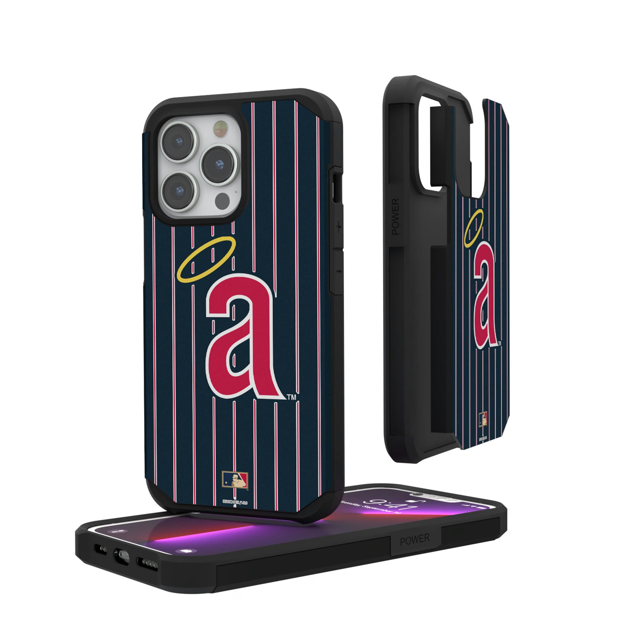 LA Angels 1971 - Cooperstown Collection Pinstripe iPhone Rugged Phone Case for Apple iPhone