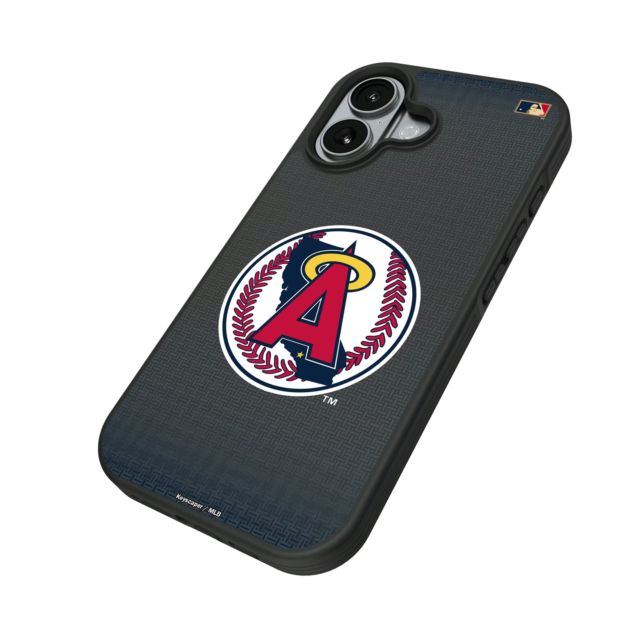 LA Angels 1986-1992 - Cooperstown Collection Linen iPhone Bump Phone Case for Apple iPhone - Isometric View#Device_iPhone 17