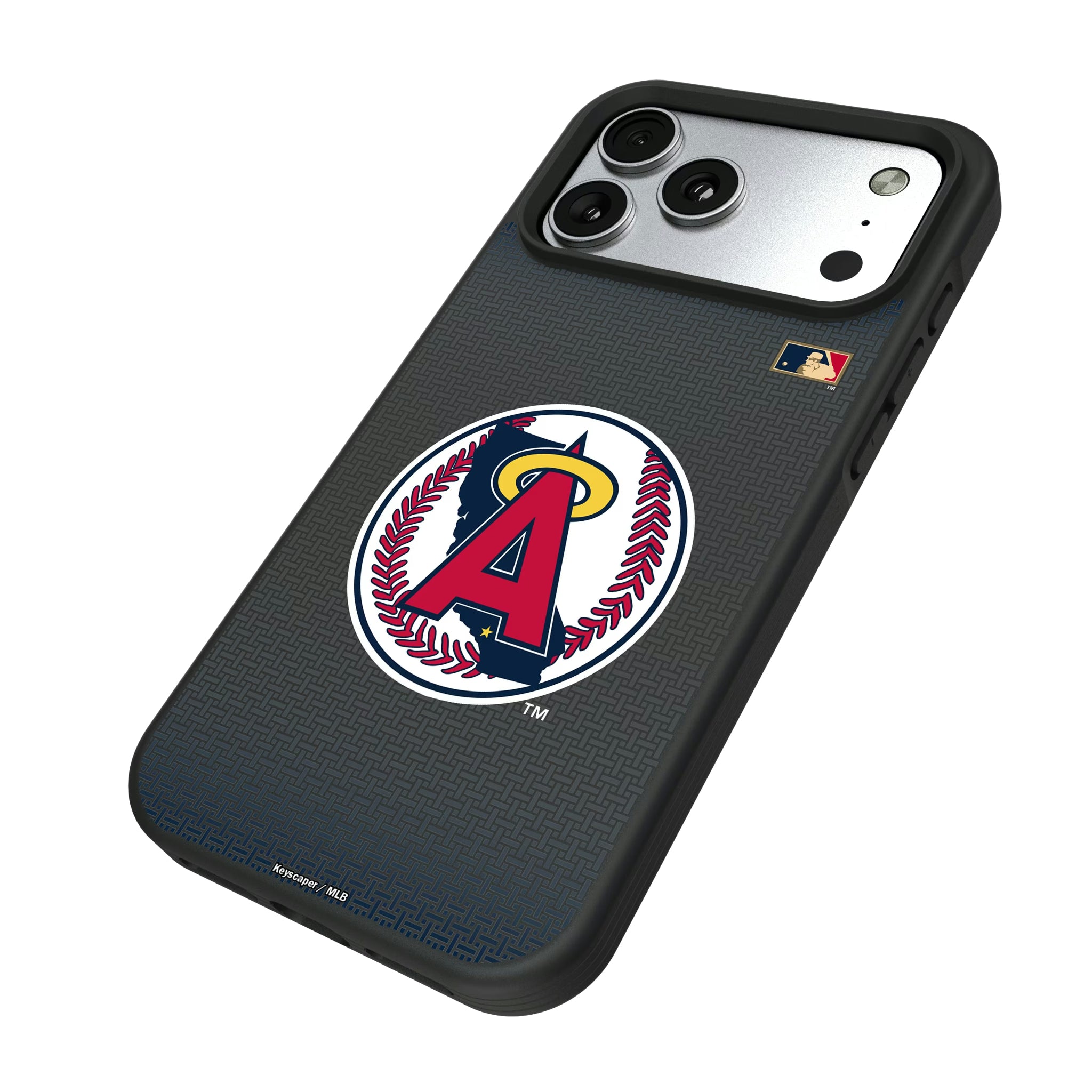 LA Angels 1986-1992 - Cooperstown Collection Linen iPhone Bump Phone Case for Apple iPhone - Isometric View#Device_iPhone 17 Pro Max