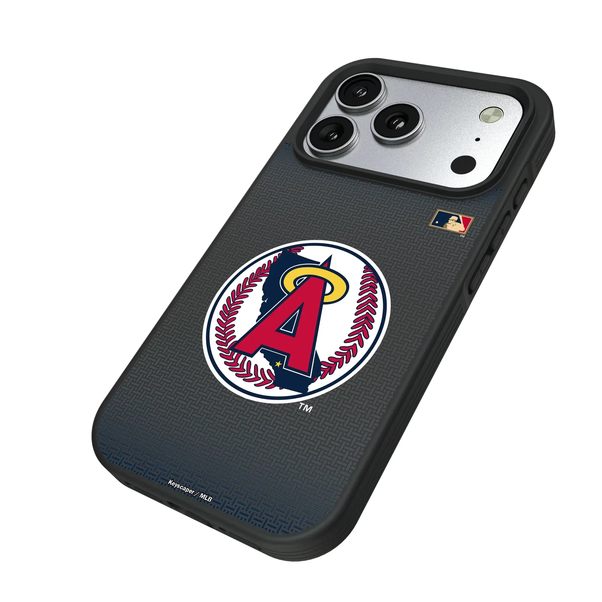 LA Angels 1986-1992 - Cooperstown Collection Linen iPhone Bump Phone Case for Apple iPhone - Isometric View#Device_iPhone 17 Pro