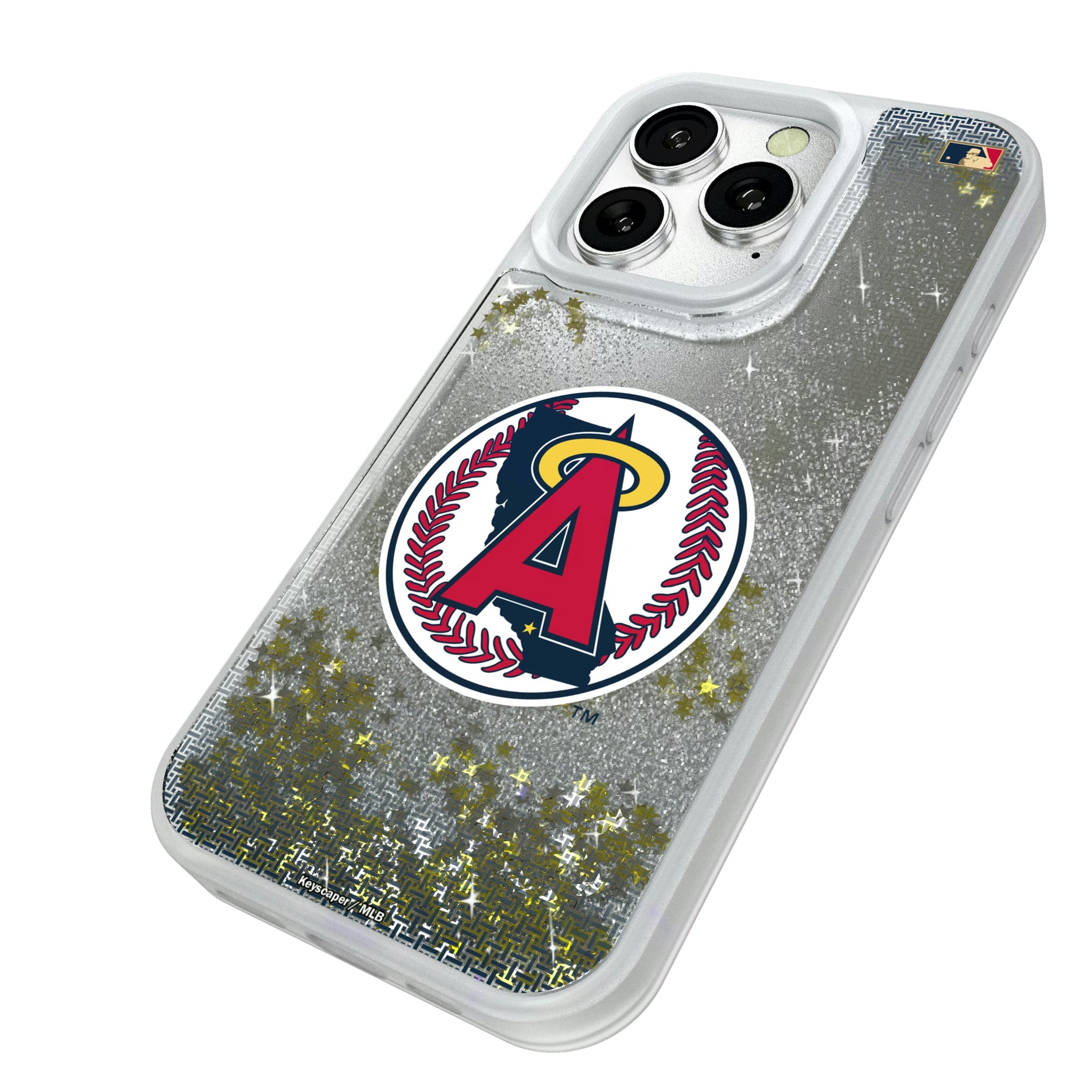 LA Angels 1986-1992 - Cooperstown Collection Linen iPhone Glitter Phone Case for Apple iPhone - Isometric View#Device_iPhone 16 Pro