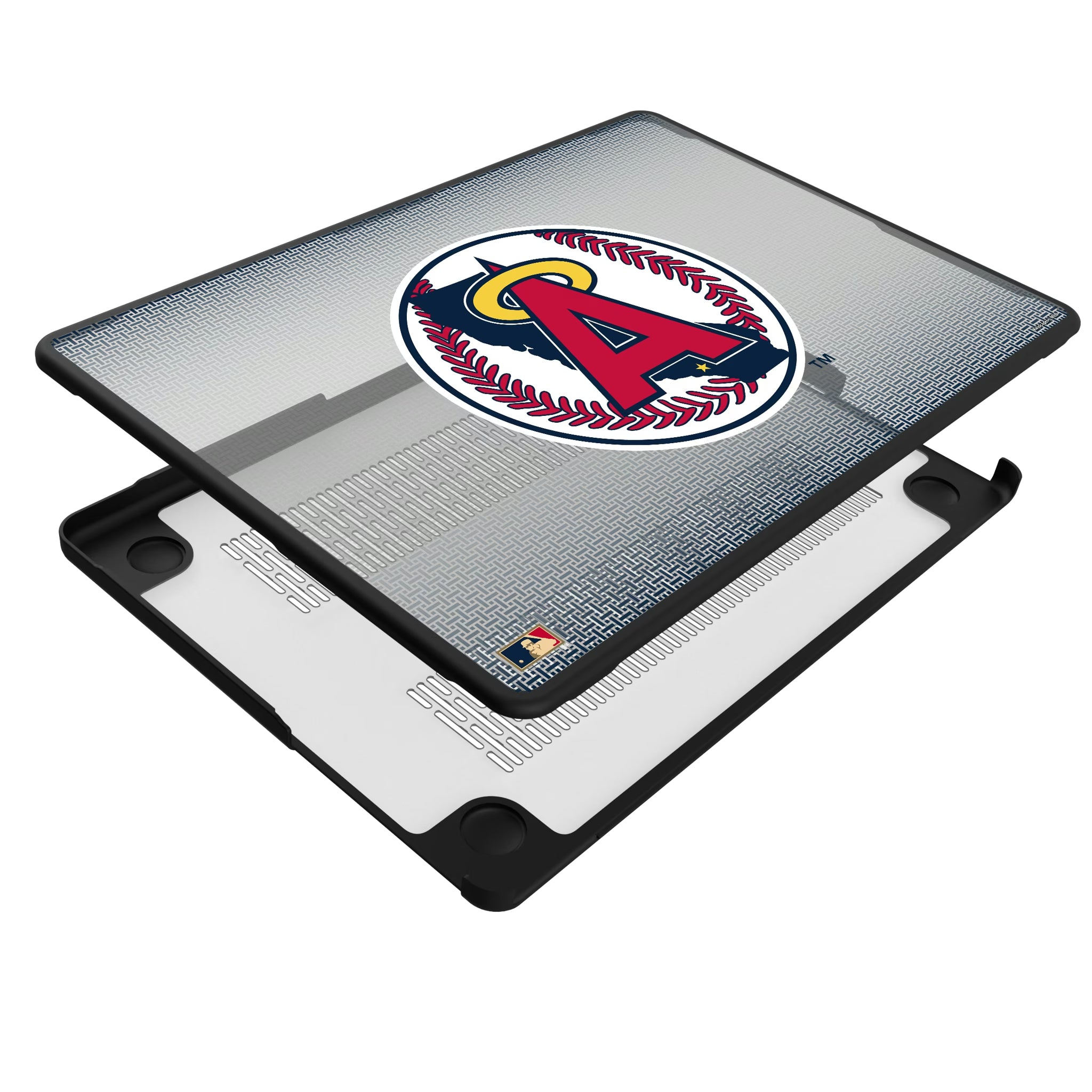 LA Angels 1986-1992 - Cooperstown Collection Linen MacBook Laptop Case for Apple MacBook - Isometric View#Device_MacBook Pro (14-inch, 2021) / MacBook Pro (14-inch, 2023) / MacBook Pro (14-inch, 2024)