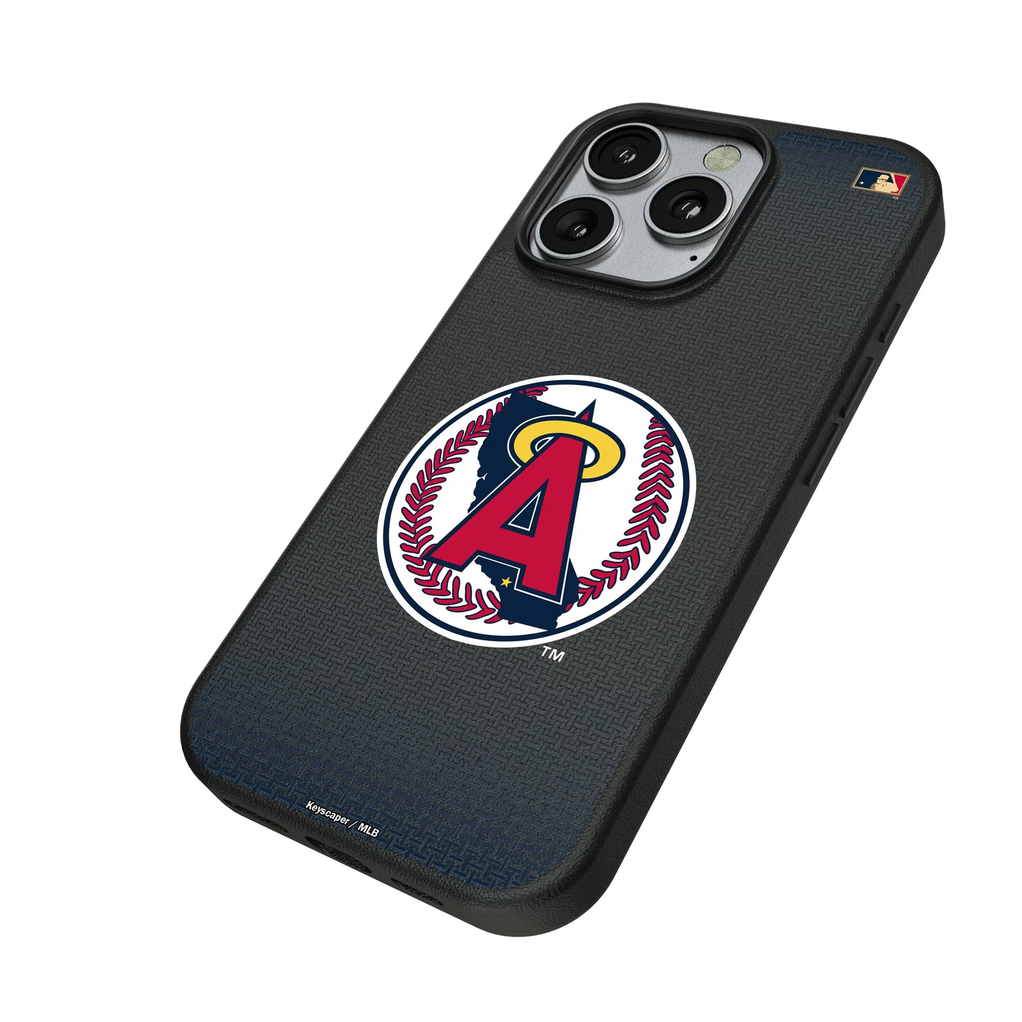 LA Angels 1986-1992 - Cooperstown Collection Linen iPhone MagSafe Compatible Phone Case for Apple iPhone - Isometric View
