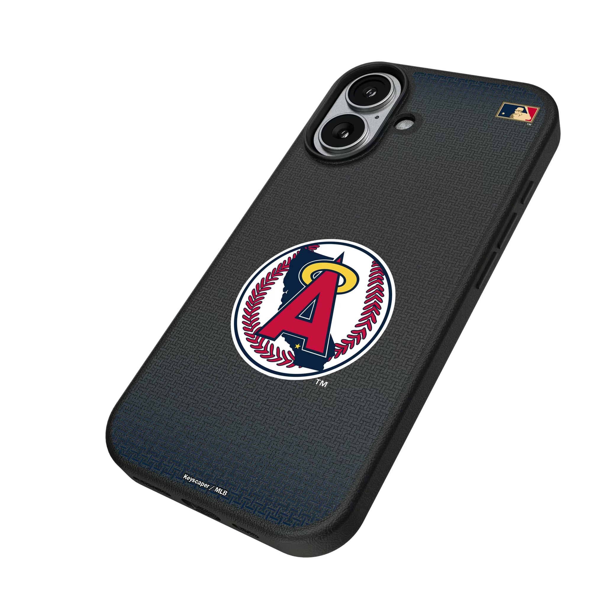 LA Angels 1986-1992 - Cooperstown Collection Linen iPhone MagSafe Compatible Phone Case for Apple iPhone - Isometric View#Device_iPhone 17