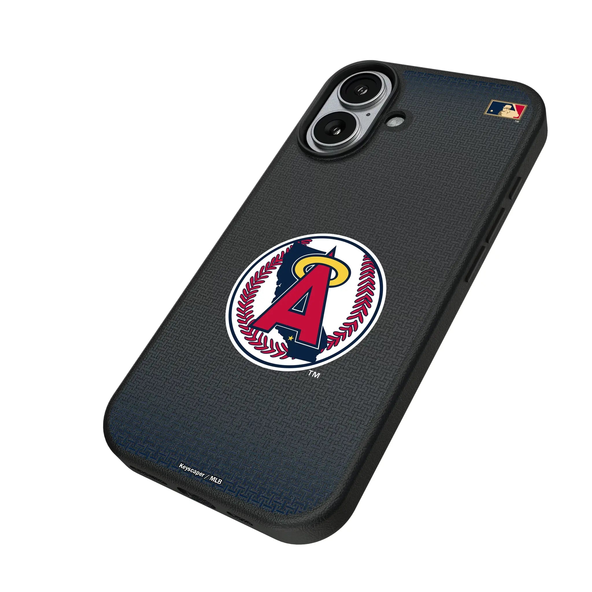 LA Angels 1986-1992 - Cooperstown Collection Linen iPhone MagSafe Compatible Phone Case for Apple iPhone - Isometric View#Device_iPhone 17