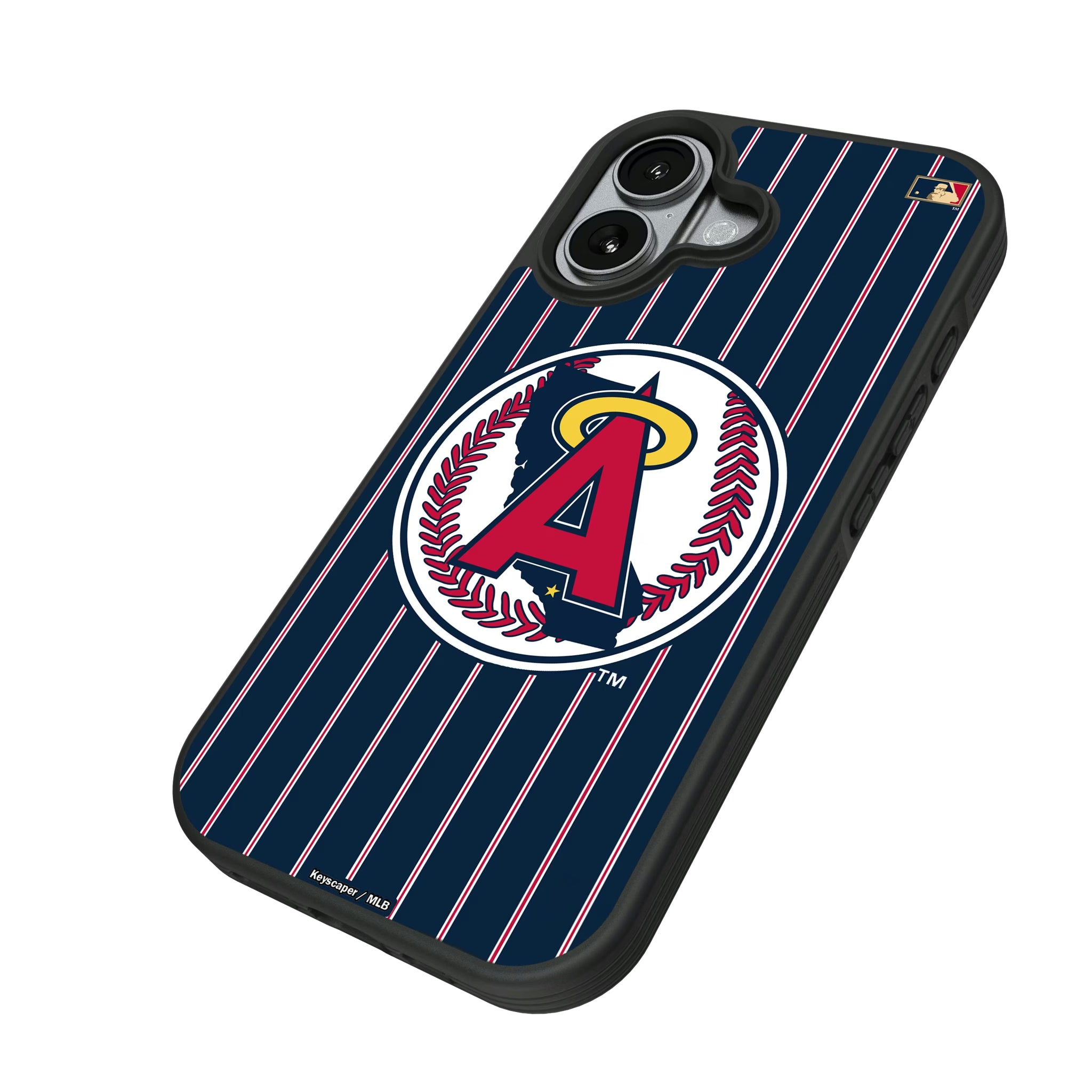 LA Angels 1986-1992 - Cooperstown Collection Pinstripe iPhone Bump Phone Case for Apple iPhone - Isometric View#Device_iPhone 17