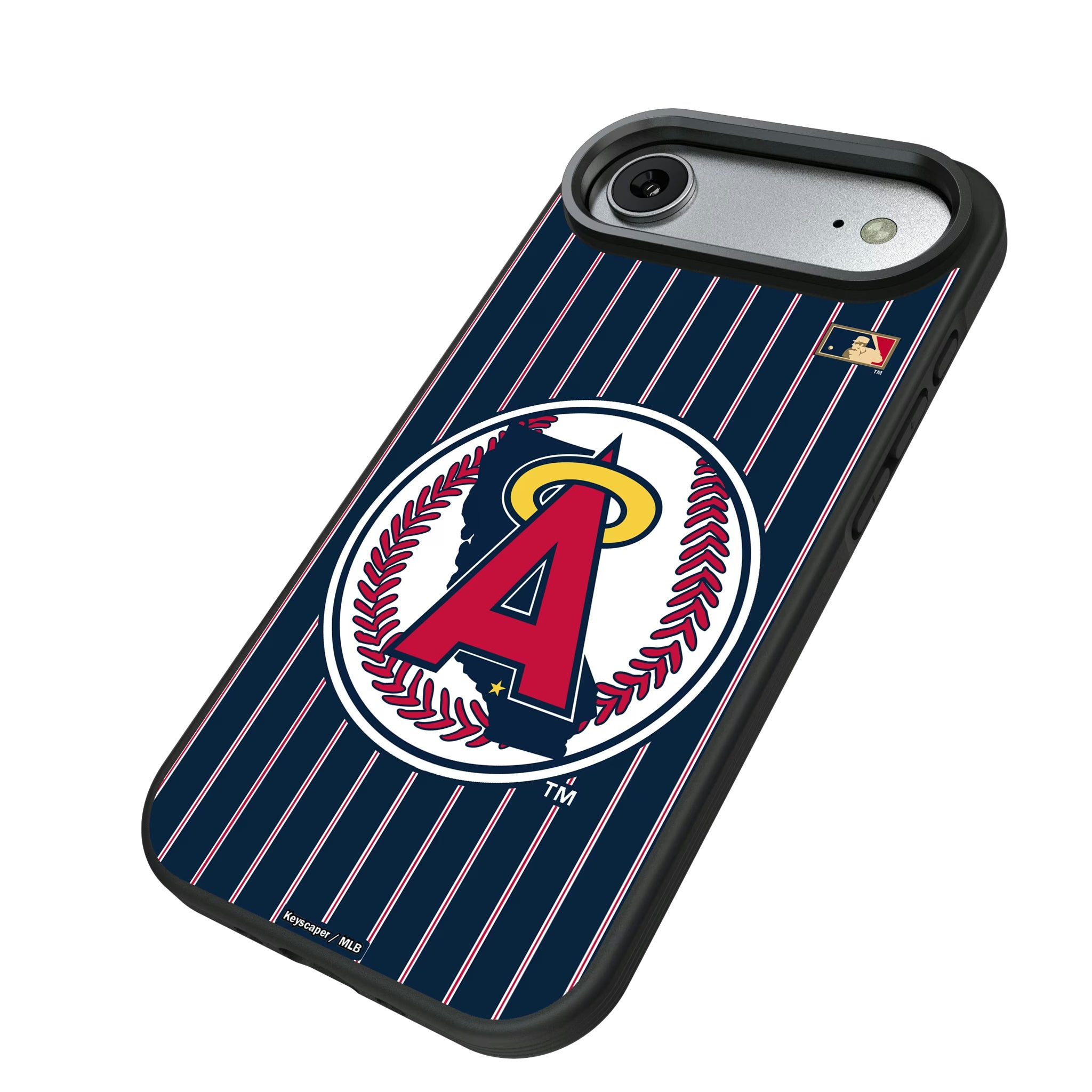 LA Angels 1986-1992 - Cooperstown Collection Pinstripe iPhone Bump Phone Case for Apple iPhone - Isometric View#Device_iPhone Air