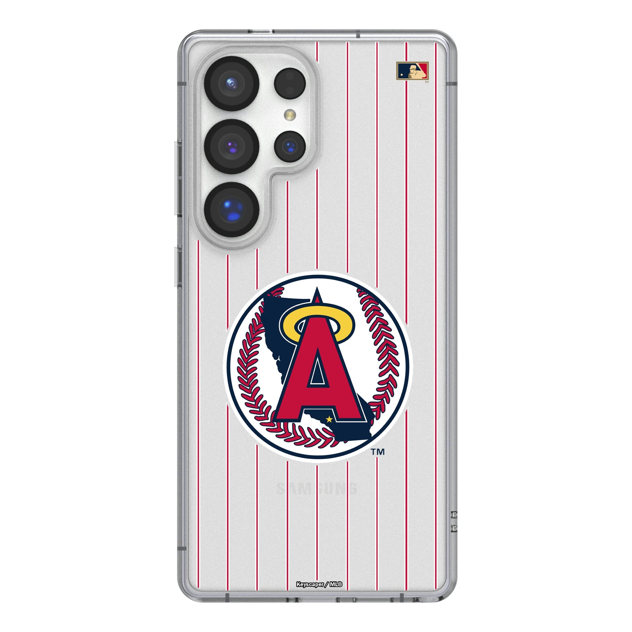 LA Angels 1986-1992 - Cooperstown Collection Pinstripe Galaxy Clear Phone Case for Samsung Galaxy