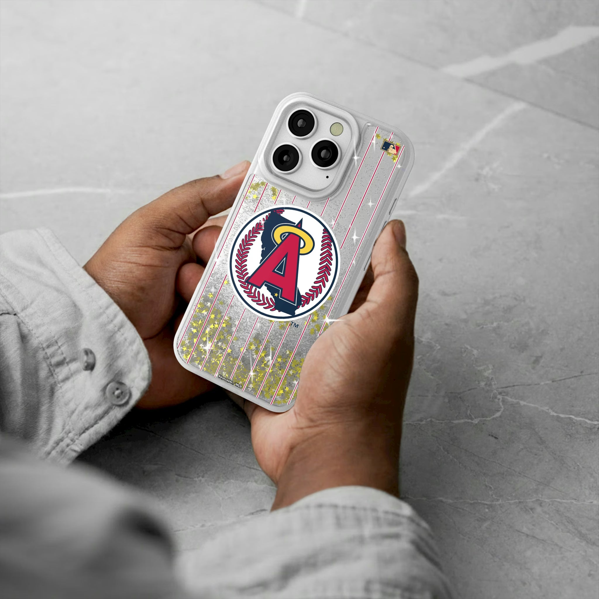 LA Angels 1986-1992 - Cooperstown Collection Pinstripe iPhone Glitter Phone Case for Apple iPhone - Lifestyle#Device_iPhone 16 Pro