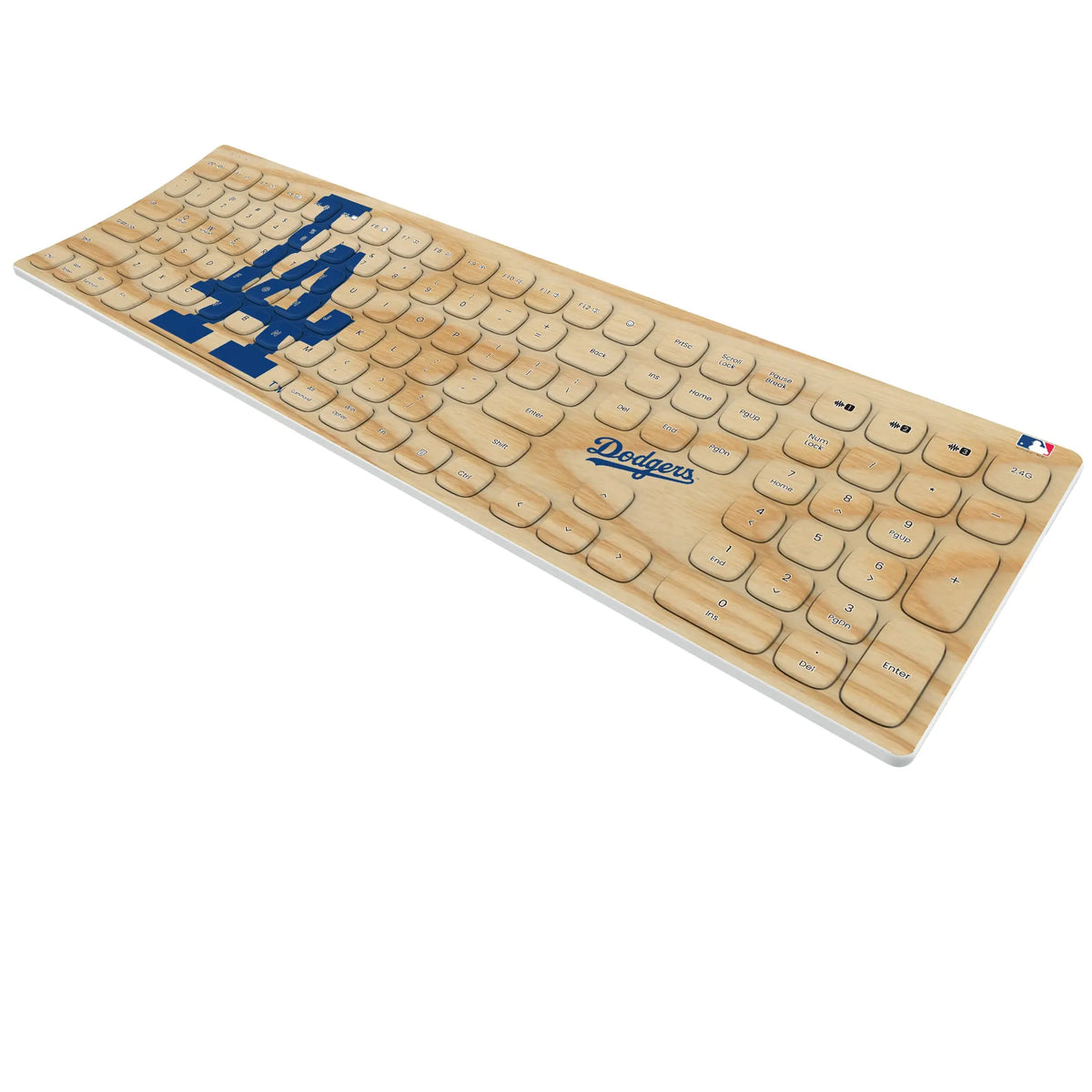 LA Dodgers Baseball Bat KKB605 Curved Wireless Keyboard - Isometric View