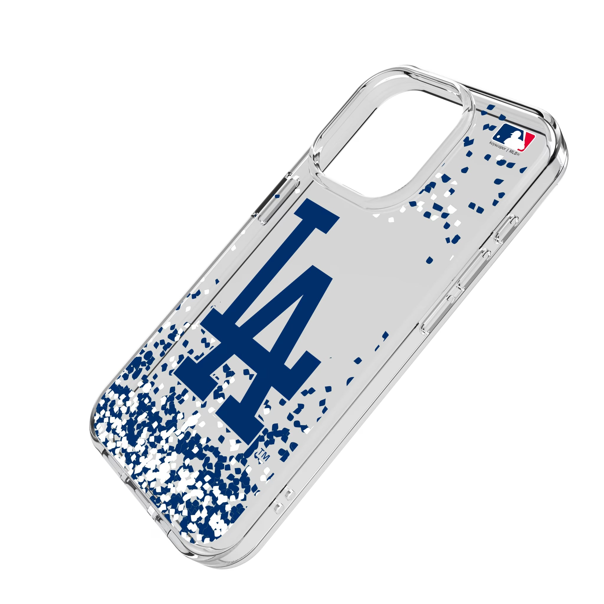 LA Dodgers Confetti iPhone Clear Phone Case for Apple iPhone - Isometric View