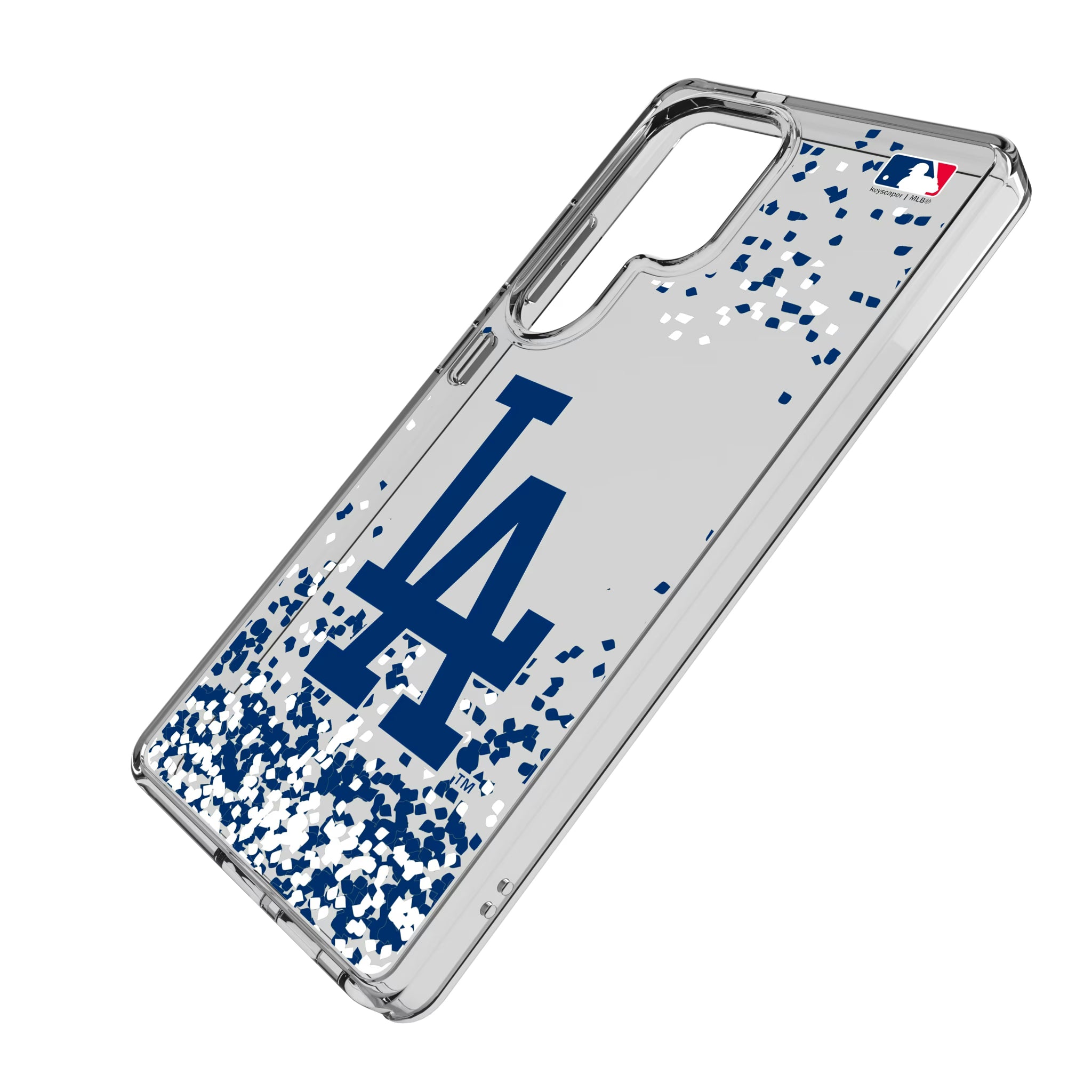 LA Dodgers Confetti Galaxy Clear Phone Case for Samsung Galaxy - Isometric View