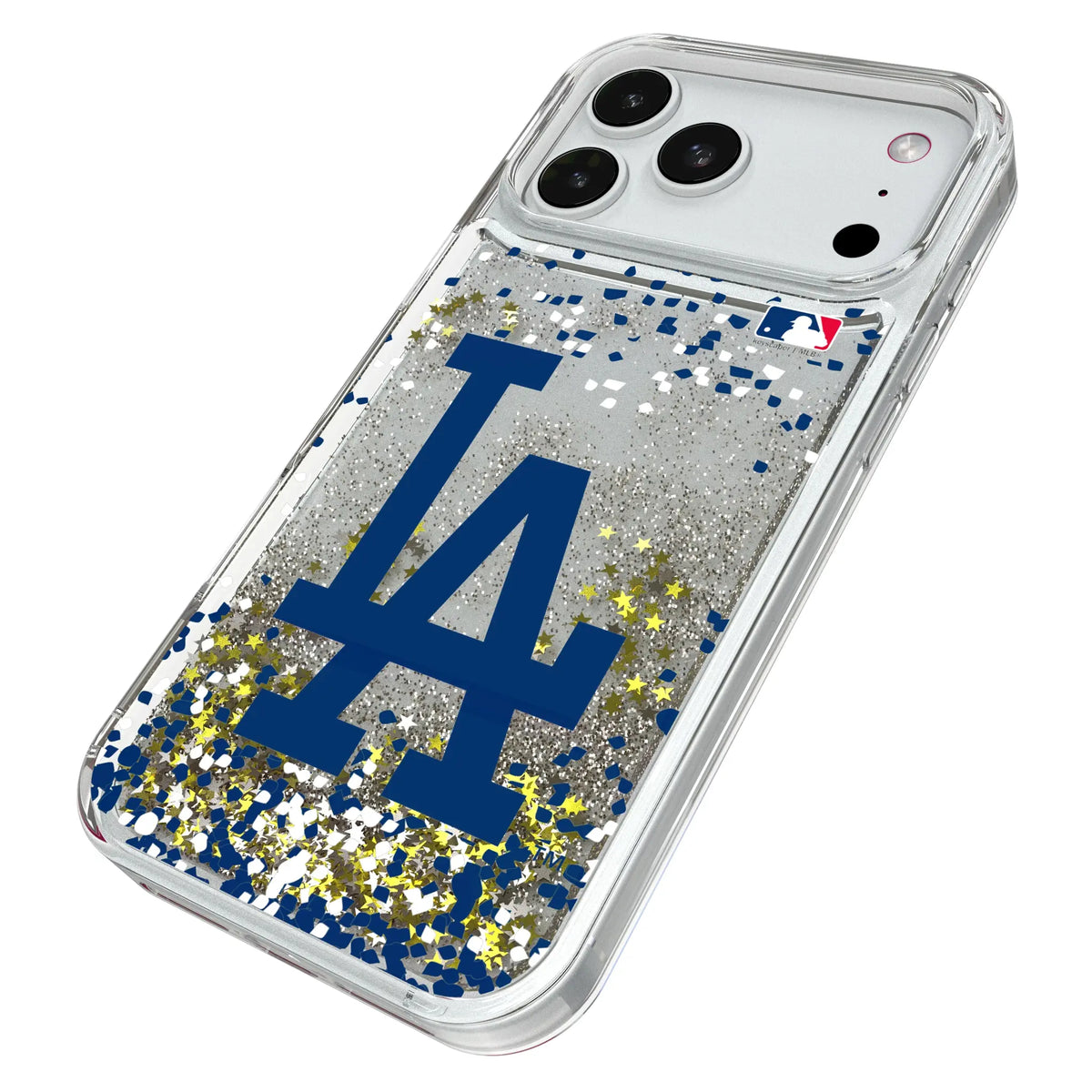 LA Dodgers Confetti iPhone Glitter Phone Case for Apple iPhone - Isometric View#Device_iPhone 18 Pro Max