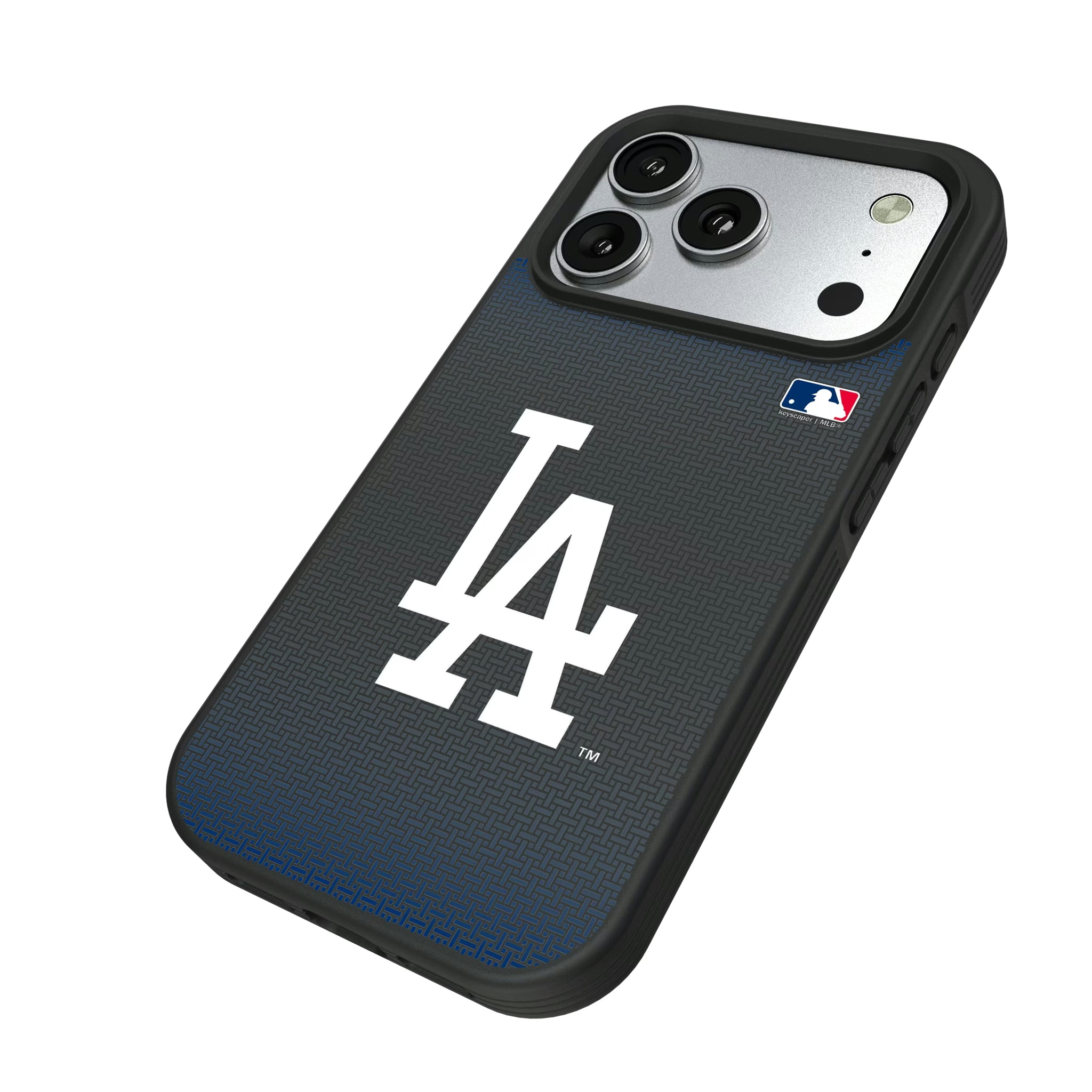 LA Dodgers Linen iPhone Bump Phone Case for Apple iPhone - Isometric View#Device_iPhone 17 Pro