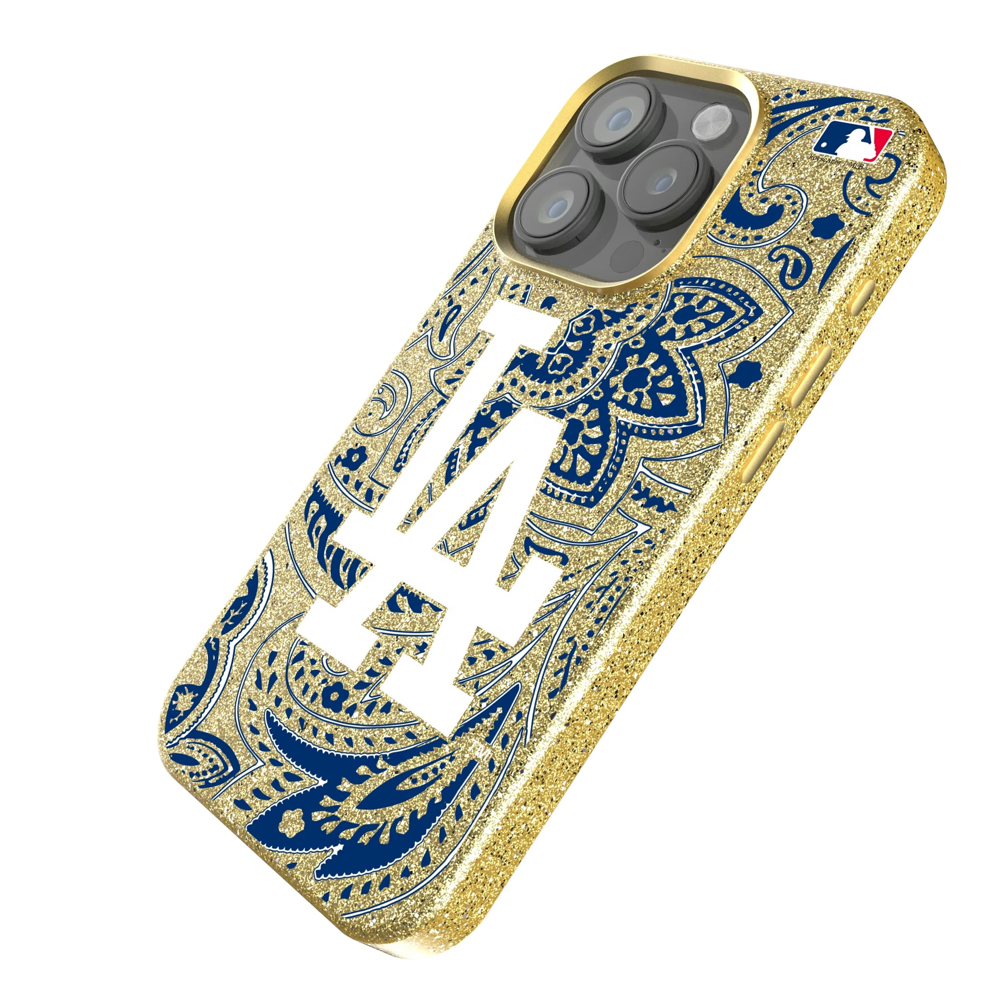 LA Dodgers Paisley iPhone Bling Phone Case for Apple iPhone - Isometric View