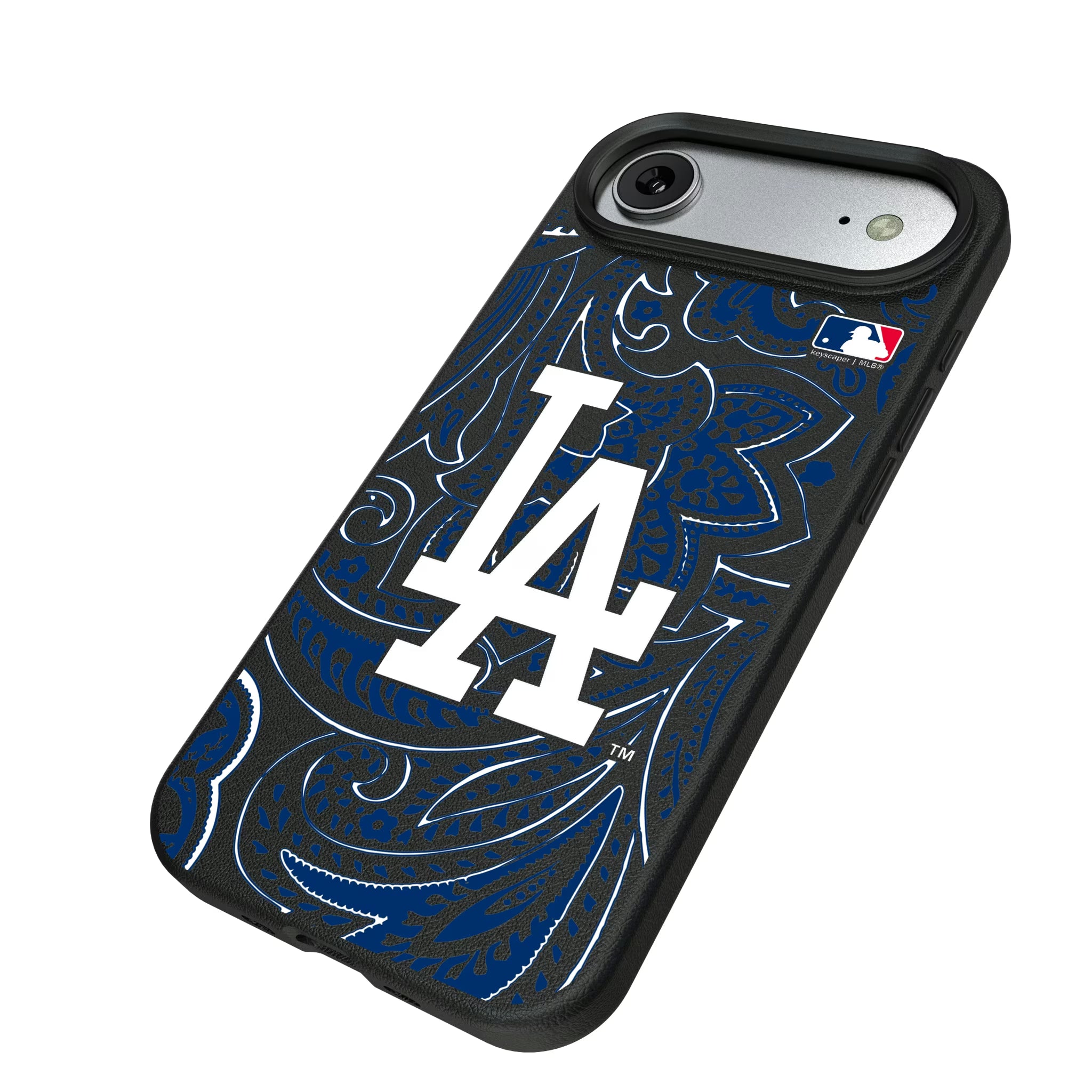 LA Dodgers Paisley iPhone MagSafe Compatible Phone Case for Apple iPhone - Isometric View#Device_iPhone Air