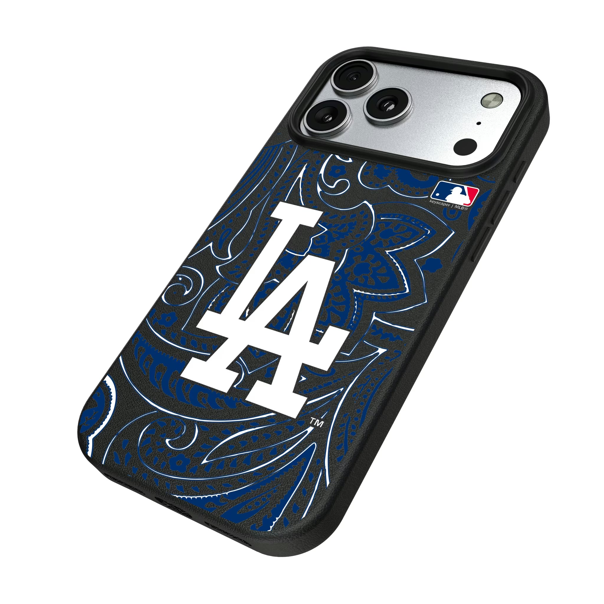 LA Dodgers Paisley iPhone MagSafe Compatible Phone Case for Apple iPhone - Isometric View#Device_iPhone 17 Pro Max
